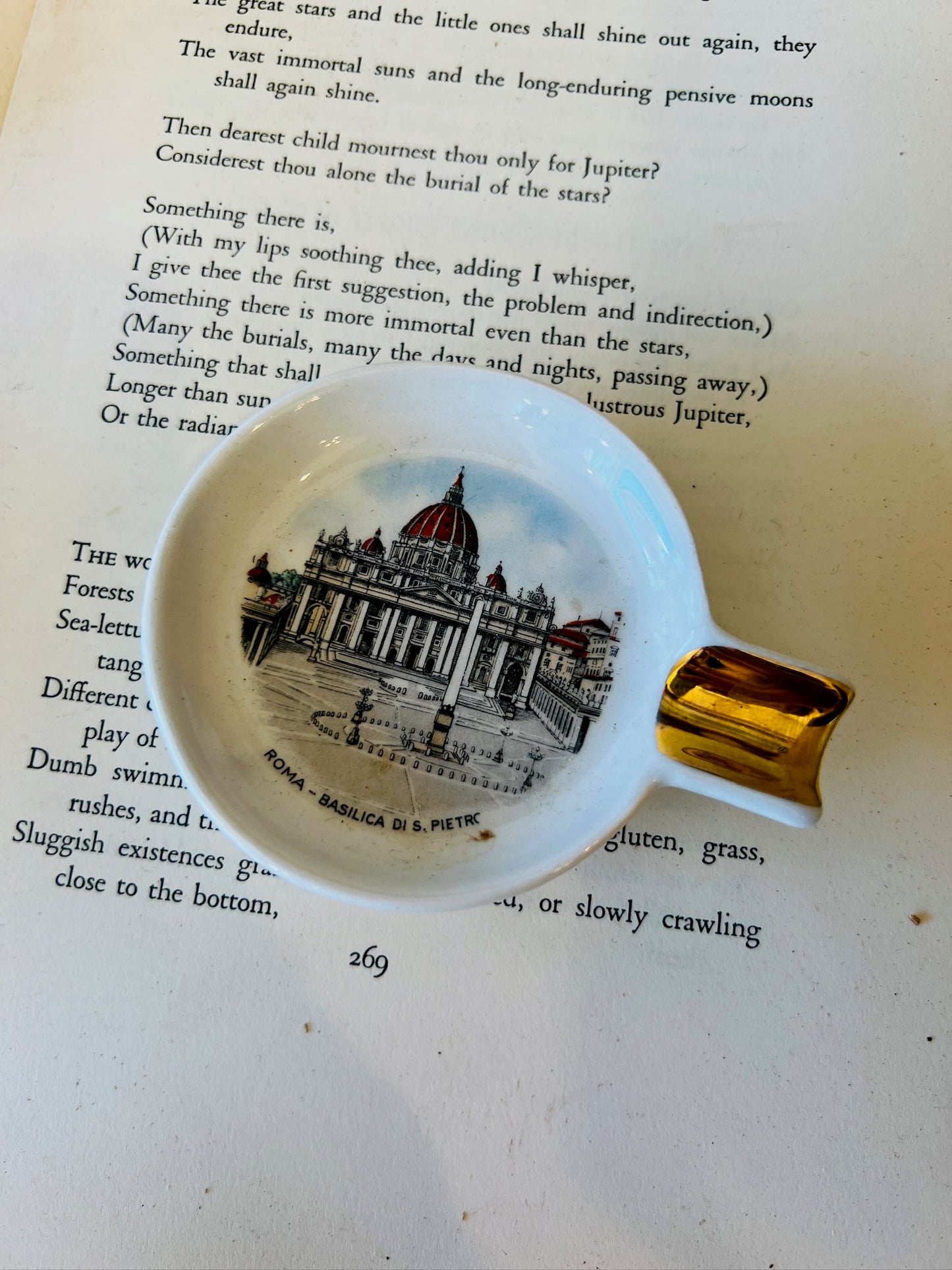 Vintage 1950s Rome Souvenir Porcelain Stackable Ashtray Set