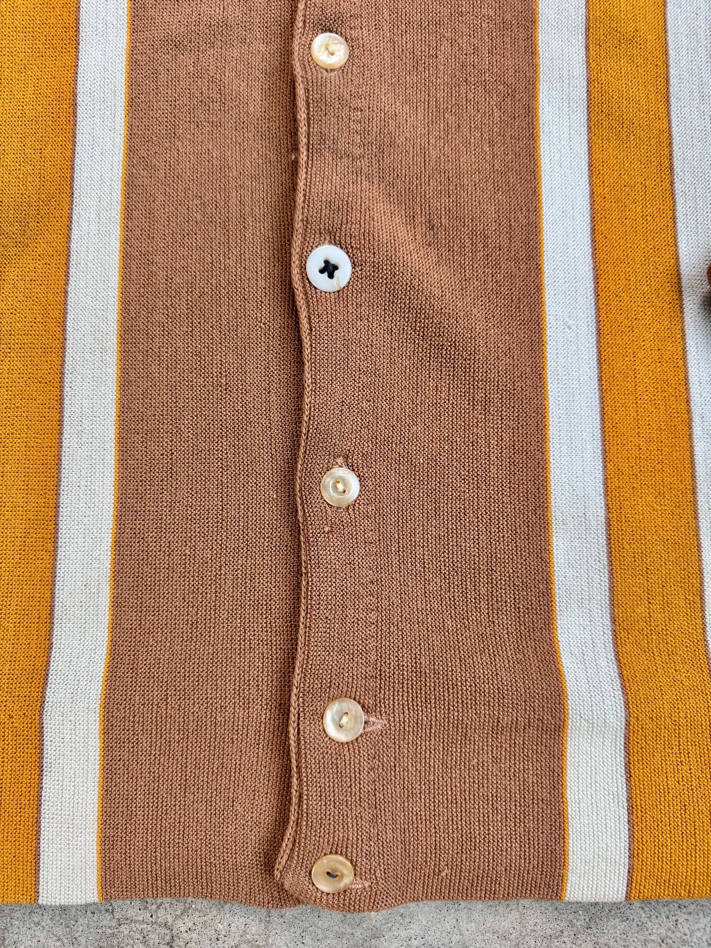 Vintage 1960s Ram California Creator Brown & Orange Striped Cardigan | Medium