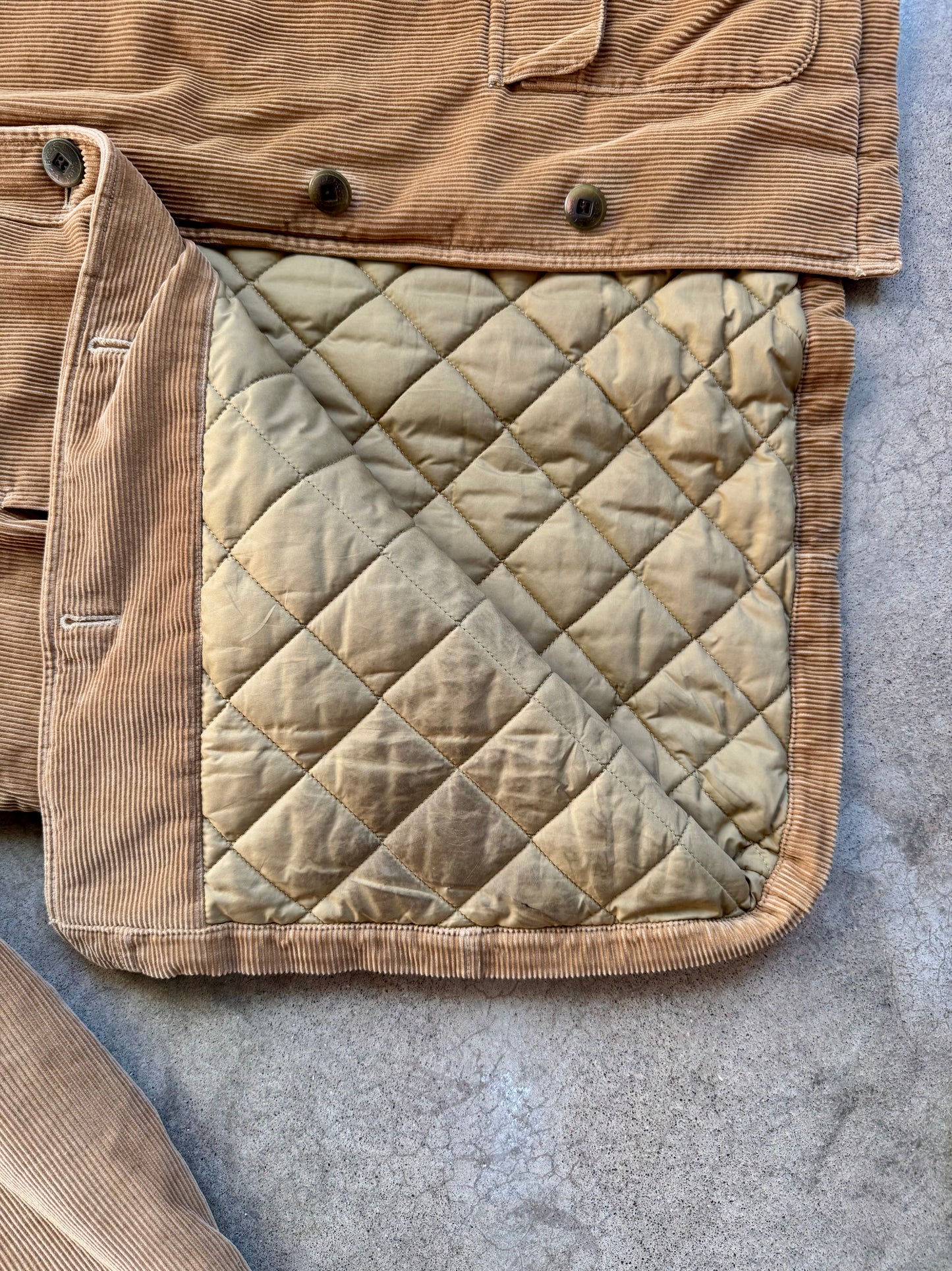 2000s L.L. Bean Tan Corduroy Quilt Lined Barn Jacket | XL
