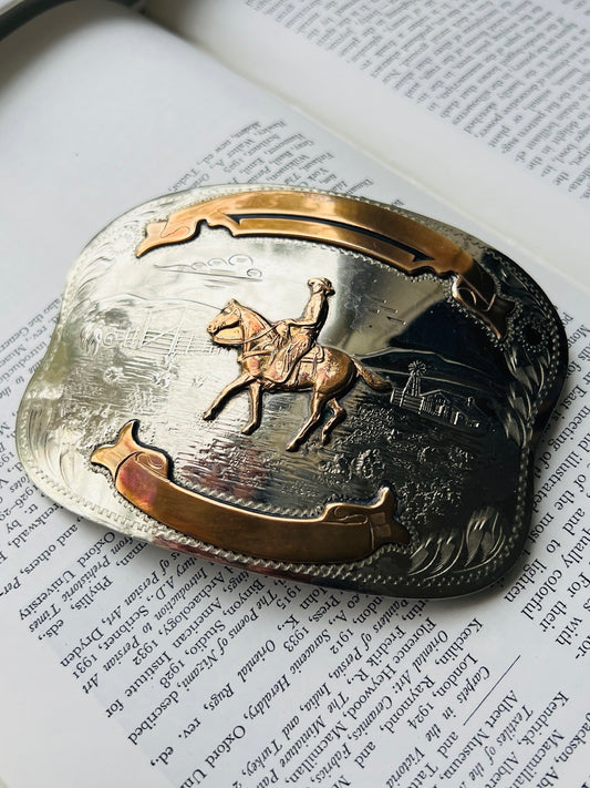 Vintage Comstock German Silver Plated Belt Buckle