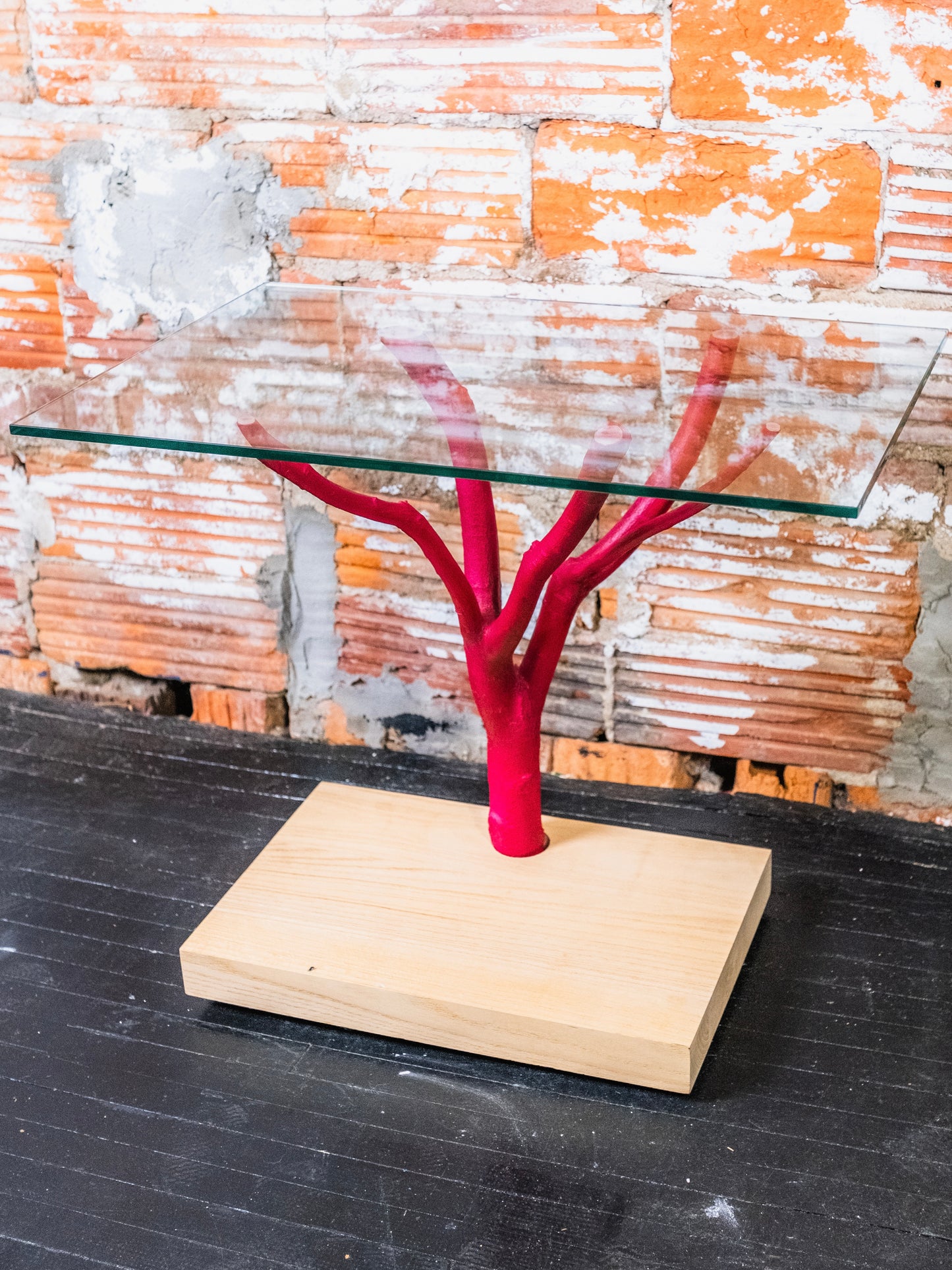 Harry Allen for Areaware Glass Top Pink Branch Table