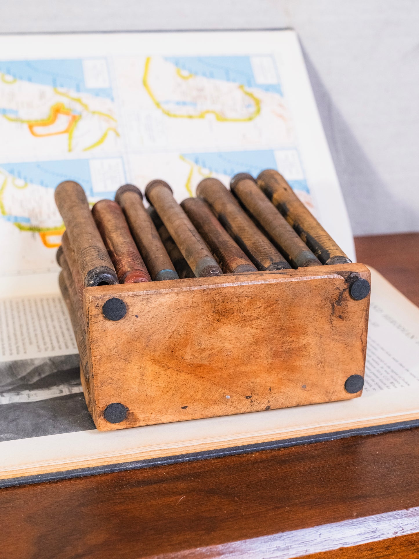 Vintage Reclaimed Wool Spool Bud Vase Art