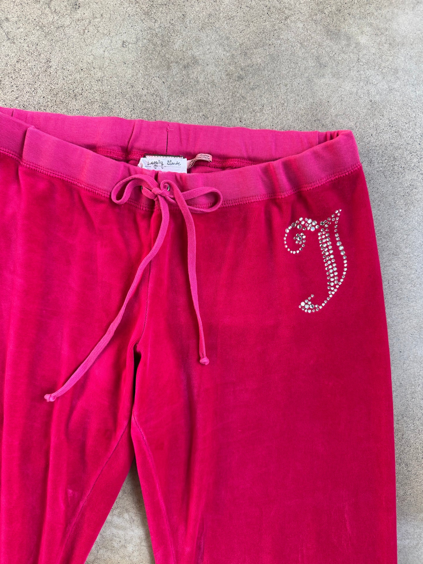 2000s Juicy Couture "Elle Woods" Bedazzled Monogram Hot Pink Velour Tracksuit | Medium