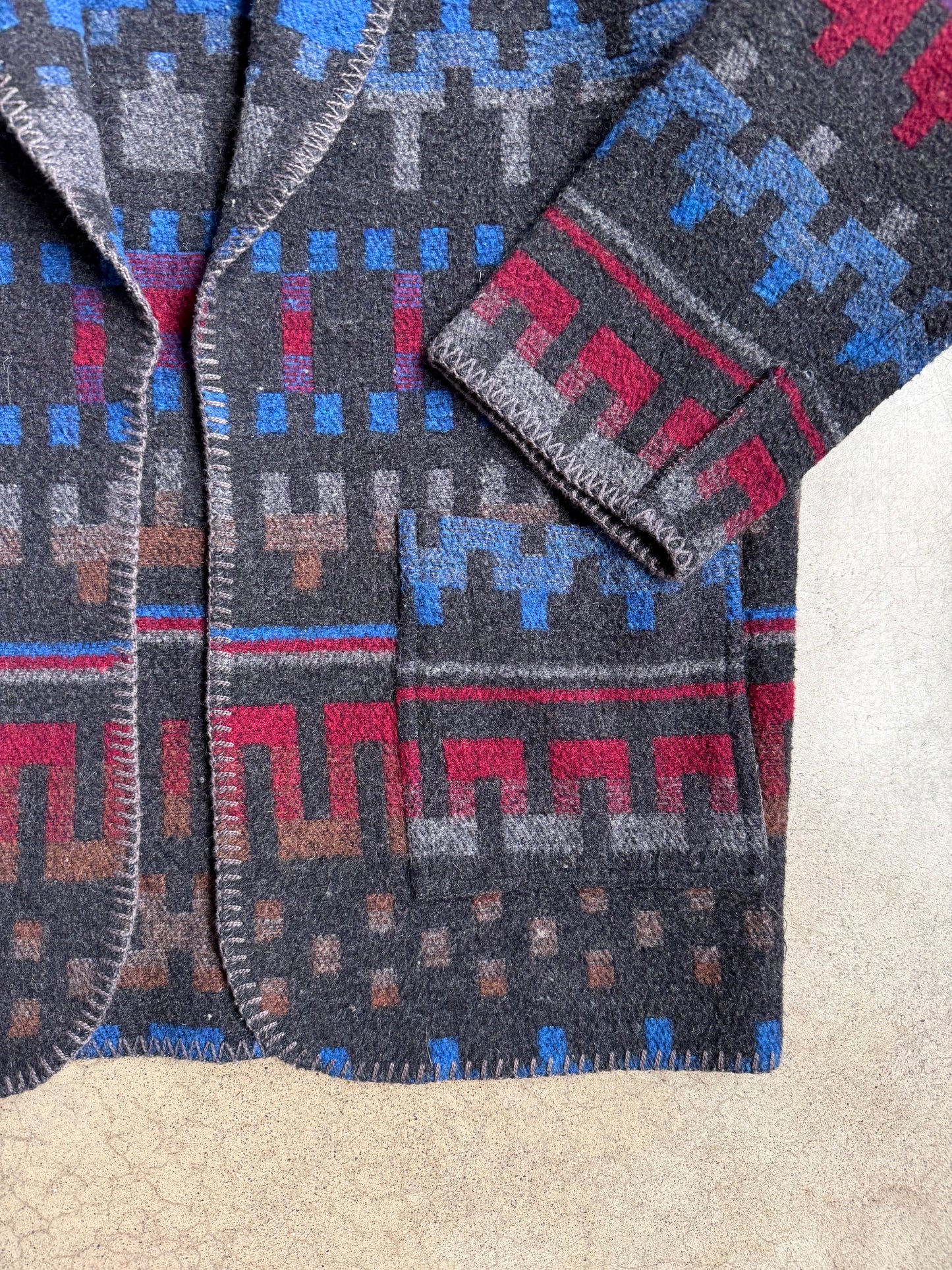 Vintage 1990s Karen Kane Southwestern Pattern Wool-Blend Cardigan Jacket | Small