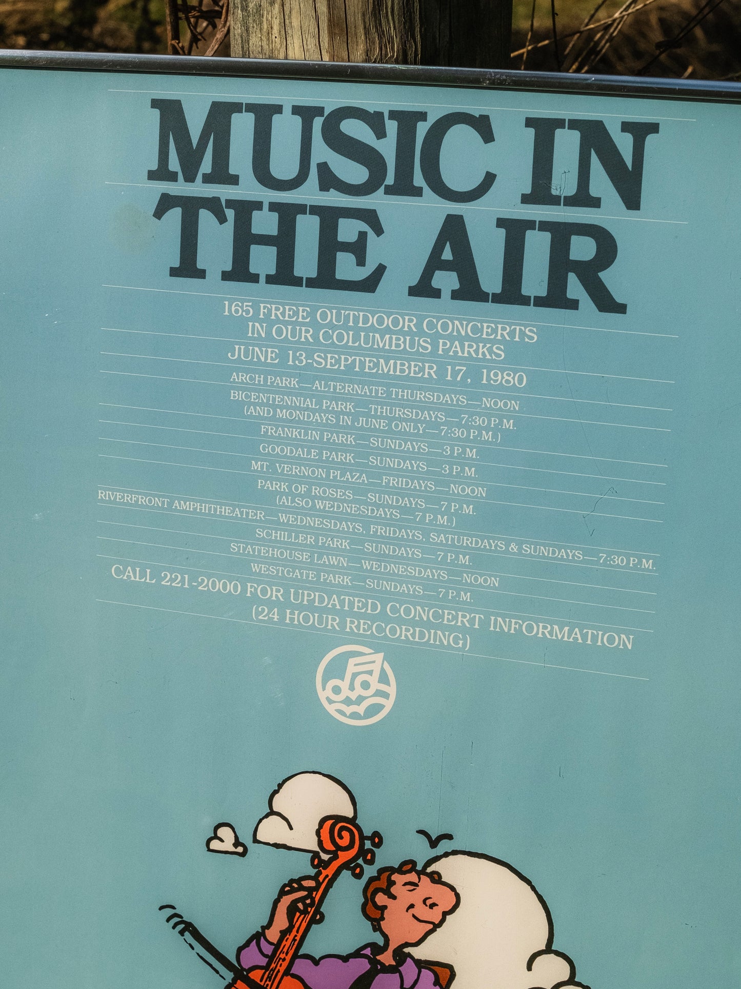 Vintage 1980s Framed "Music is in the Air" Columbus Parks Concert Series Poster