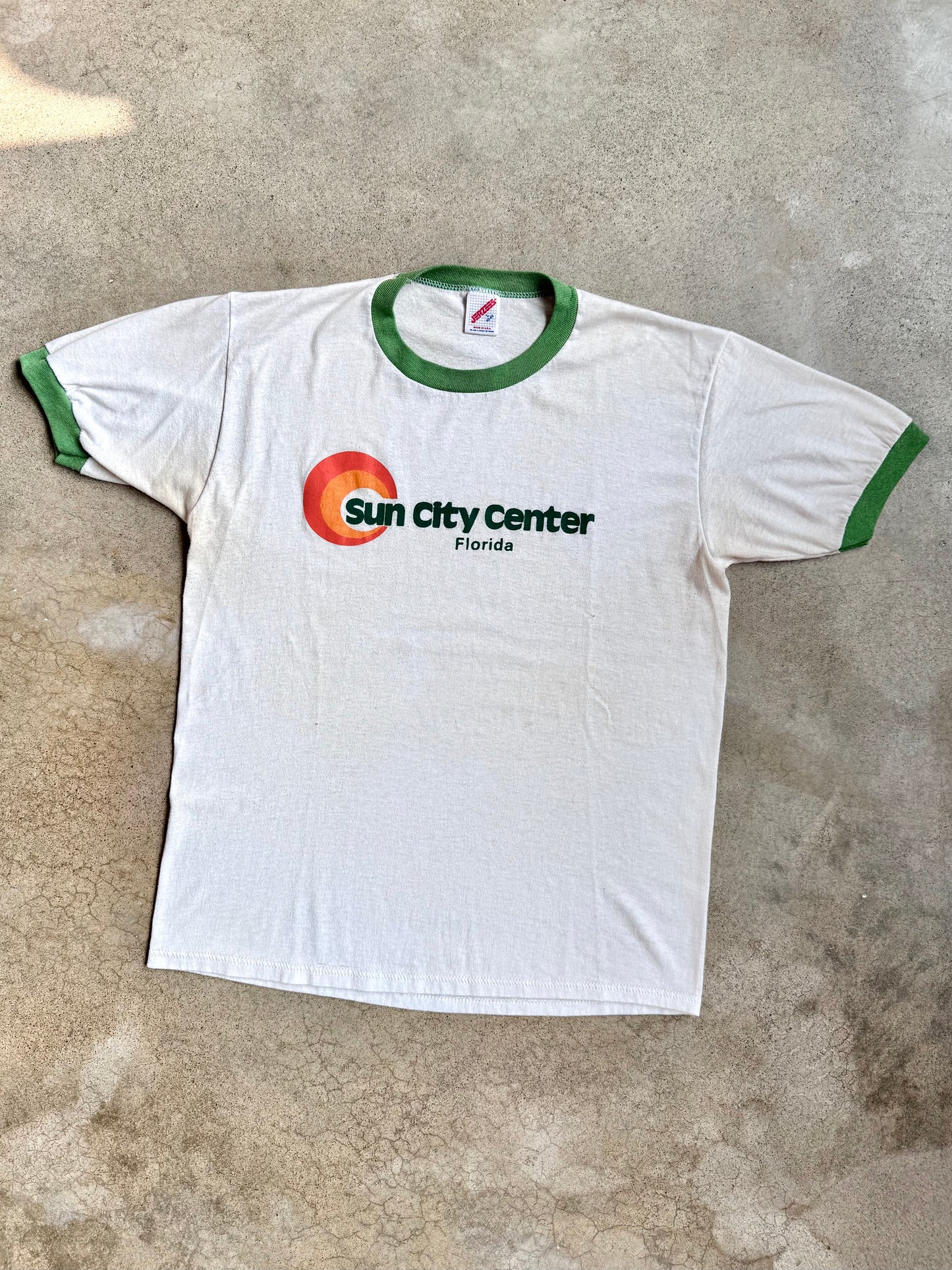 Vintage 1980s Sun City Center Florida Ringer Tee | Large