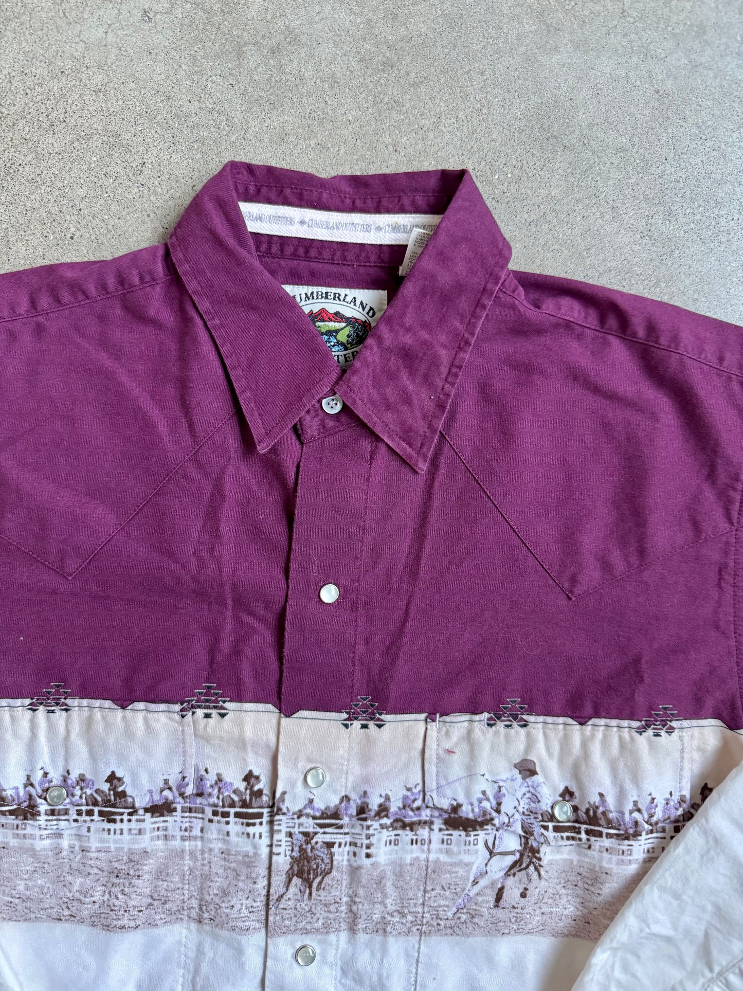 Vintage 1990s Cumberland Outfitters Western Rodeo Cowboy Pearl Snap Shirt | Medium