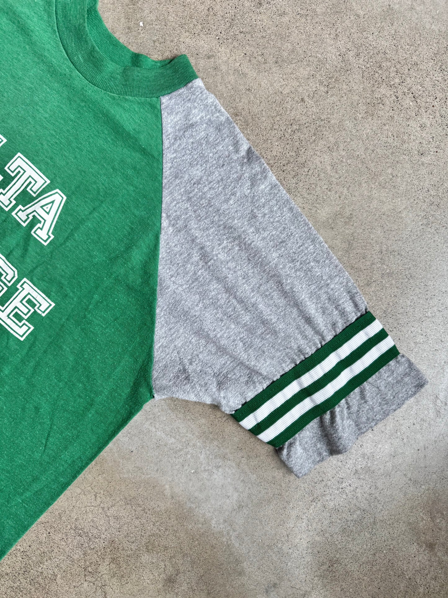 Vintage 1980s Green Delta College Raglan Tee | XL
