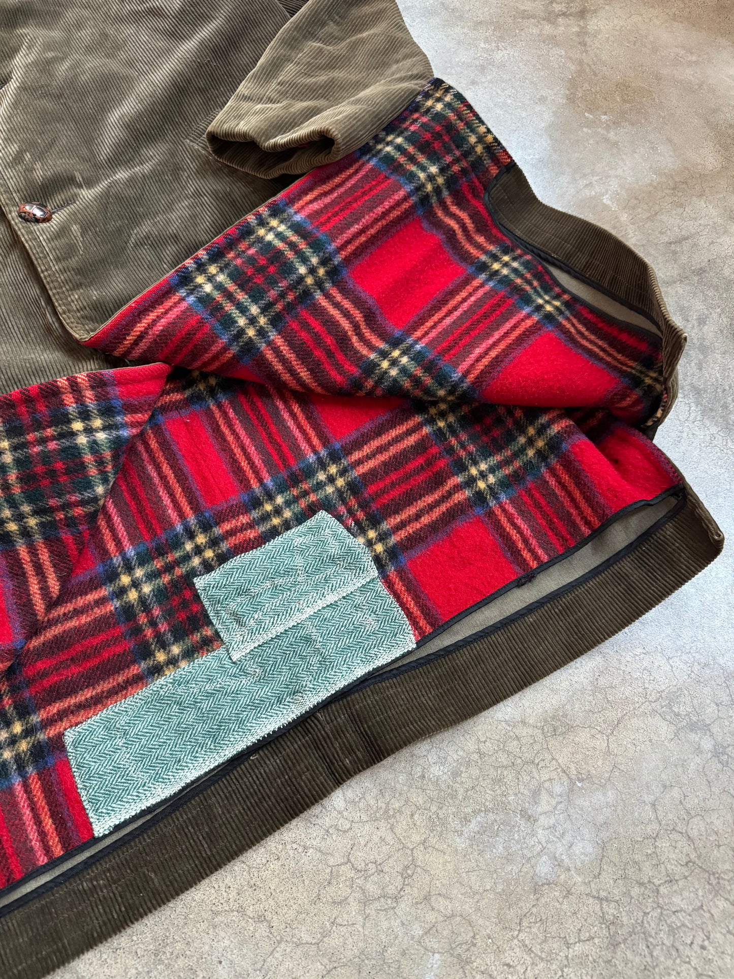 Vintage 1970s Zero King “The Goal Coat” Green Corduroy Wool Lined Winter Jacket | 40