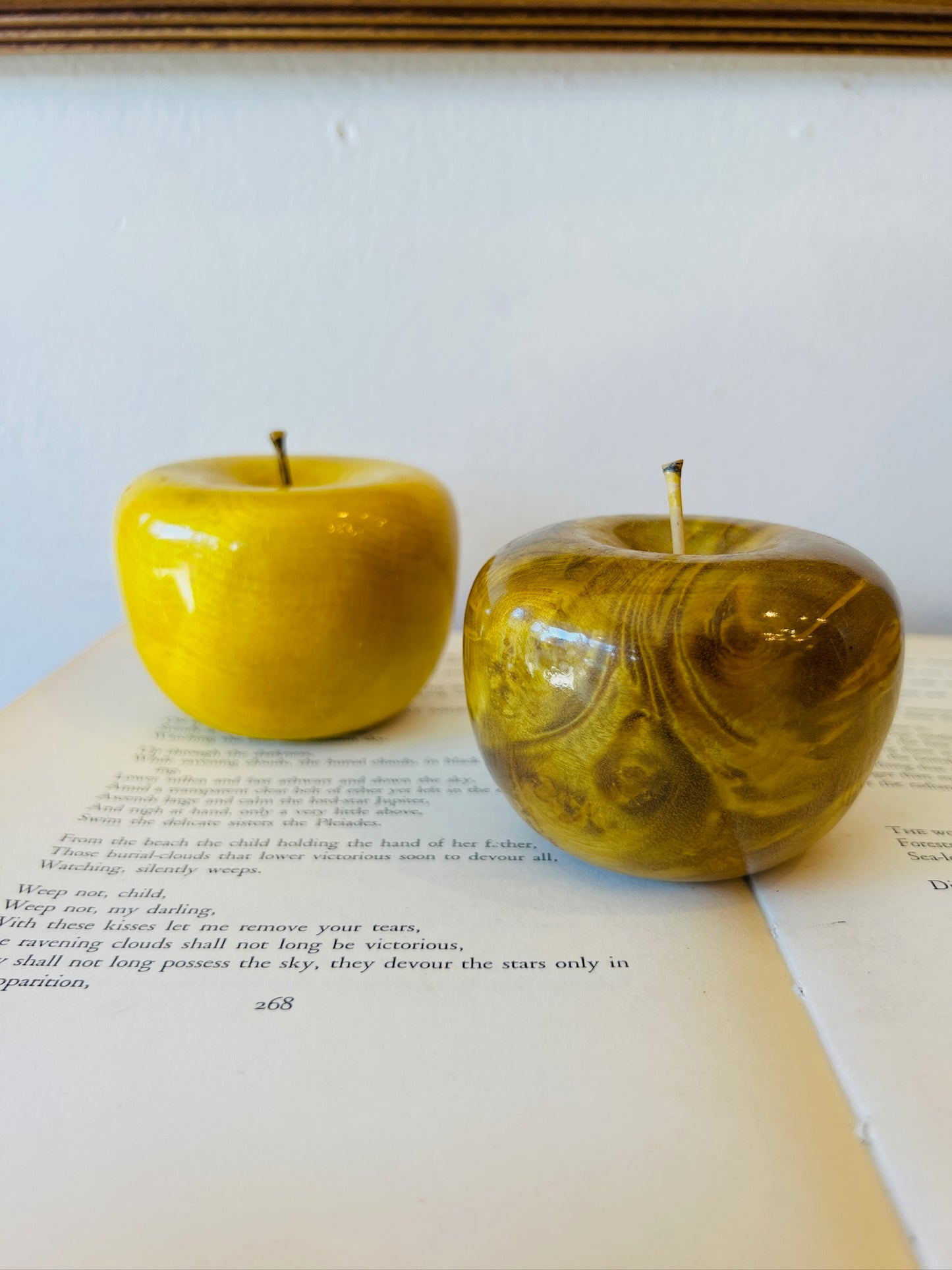 Vintage Chinese Wood Apples | Set of 2