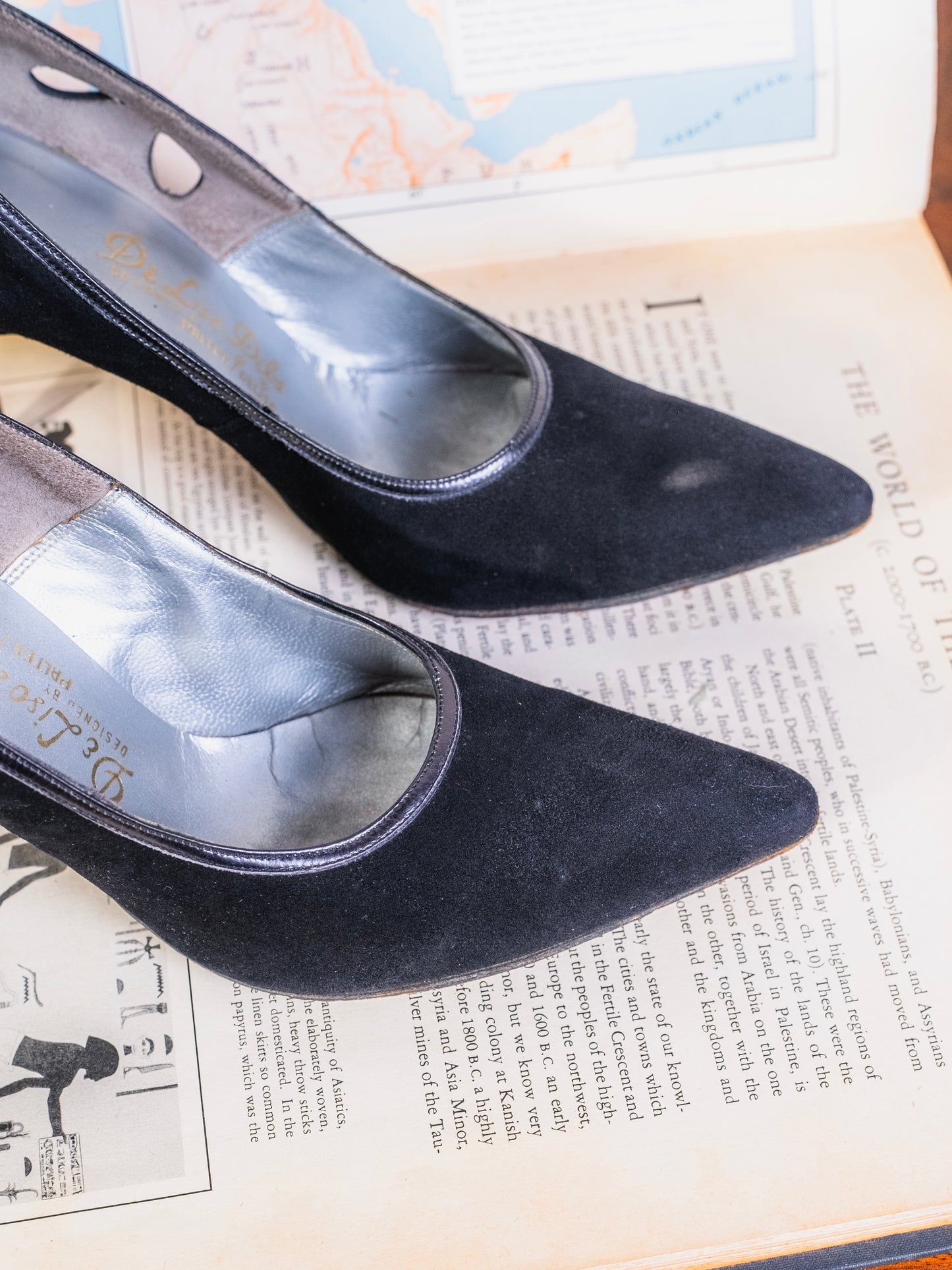 Vintage 1950s De Liso Debs Black Velvet Heels | Women’s 7.5AA