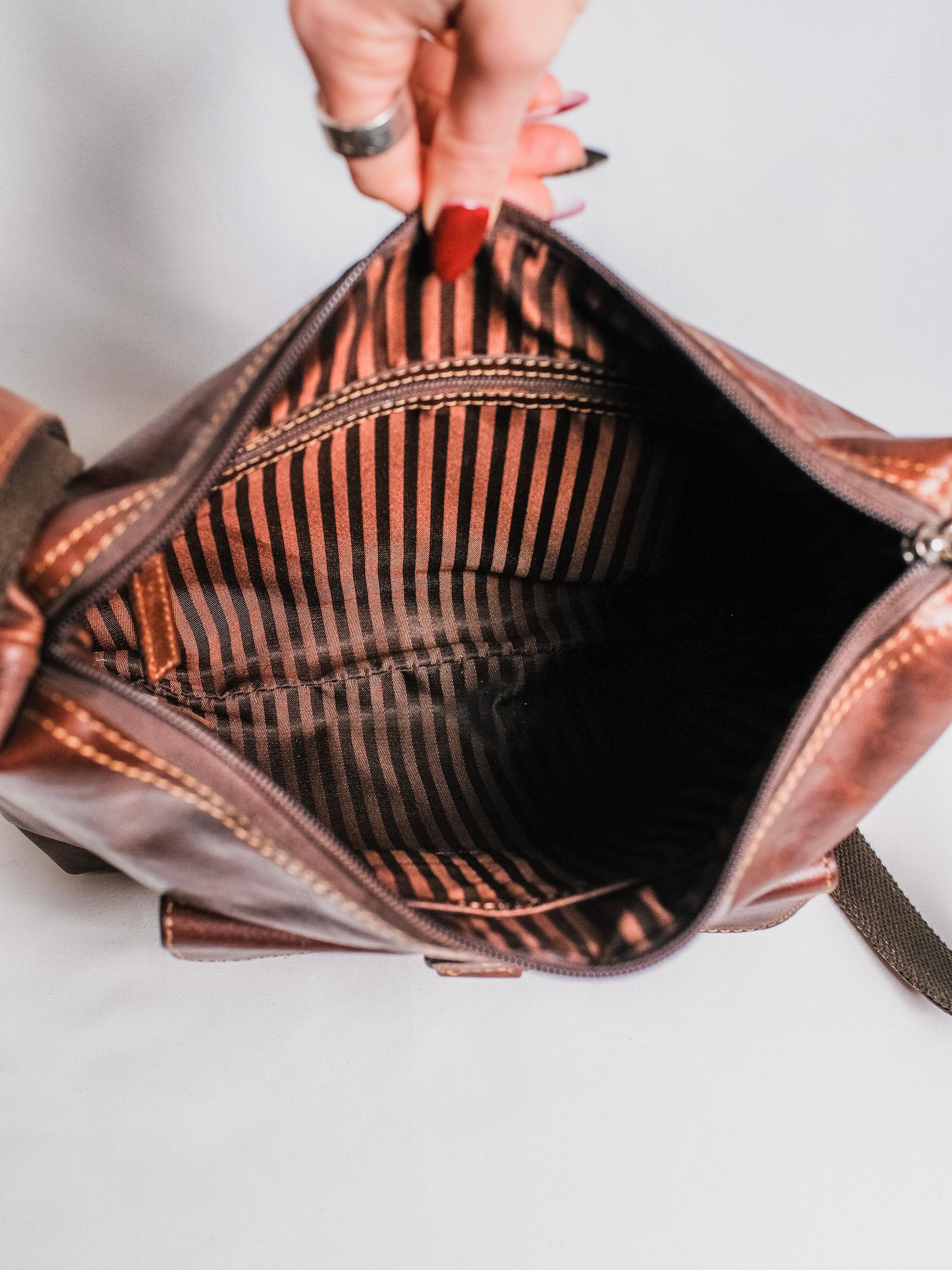 Vintage 1990s Jack Georges Voyager Brown Leather Crossbody Bag