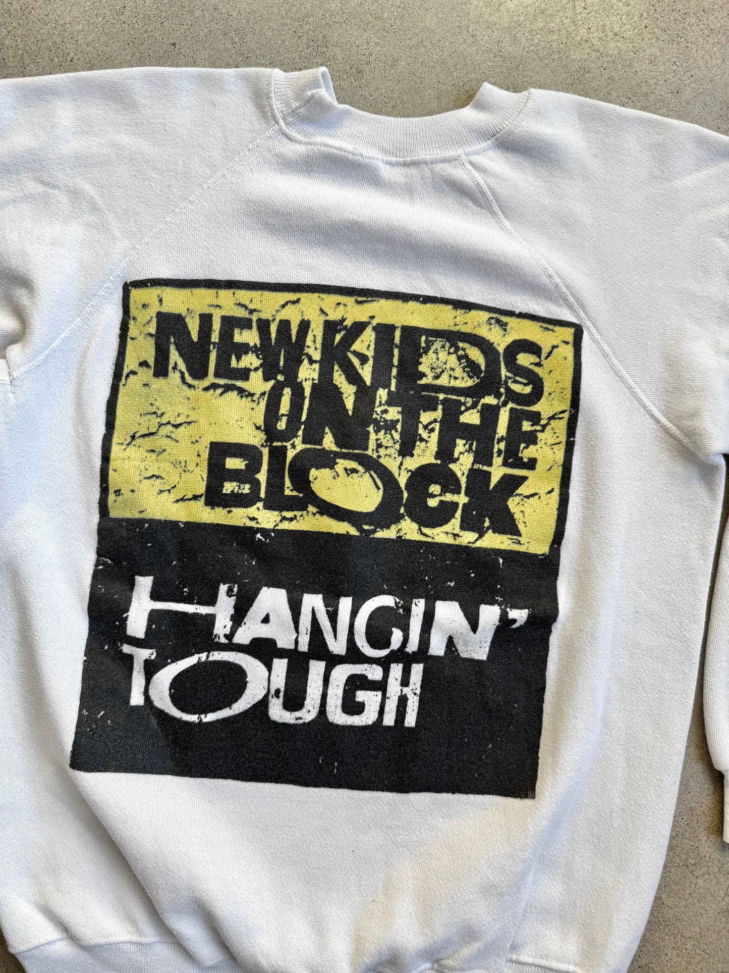 Vintage 1990s New Kids On The Block "Hangin’ Tough" Graphic Raglan Sweatshirt | Medium