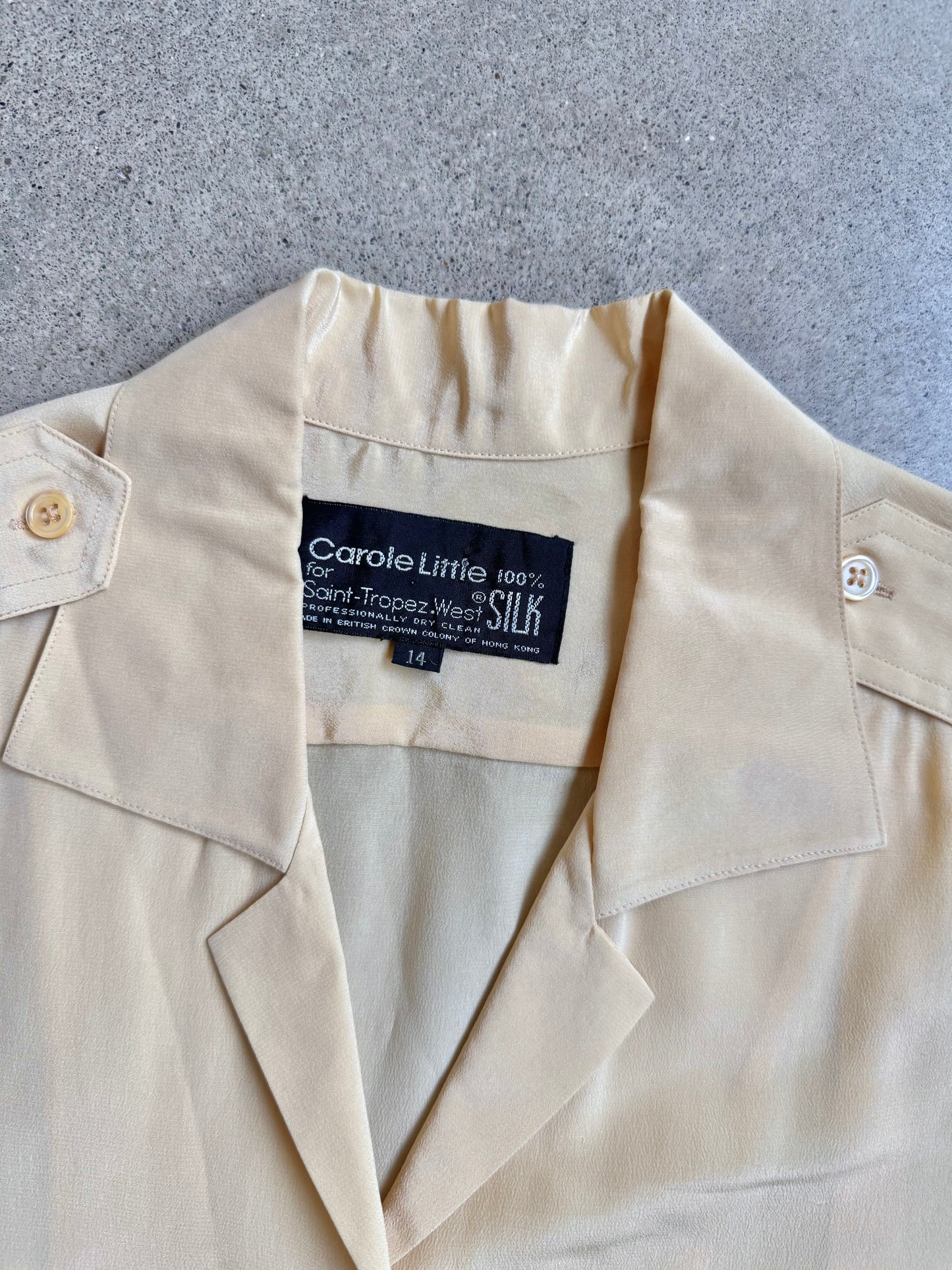 Vintage 1970s Carole Little for Saint-Tropez West 100% Silk Utility Shirt | Medium