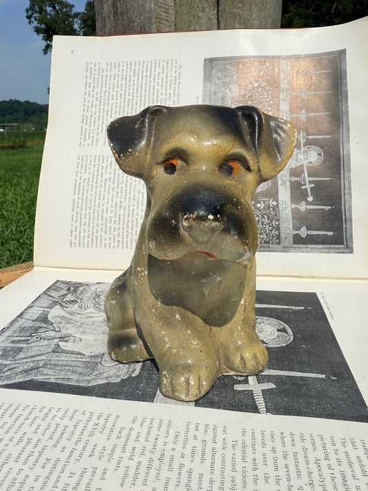 Vintage 1940s Chalkware Dog Figurine