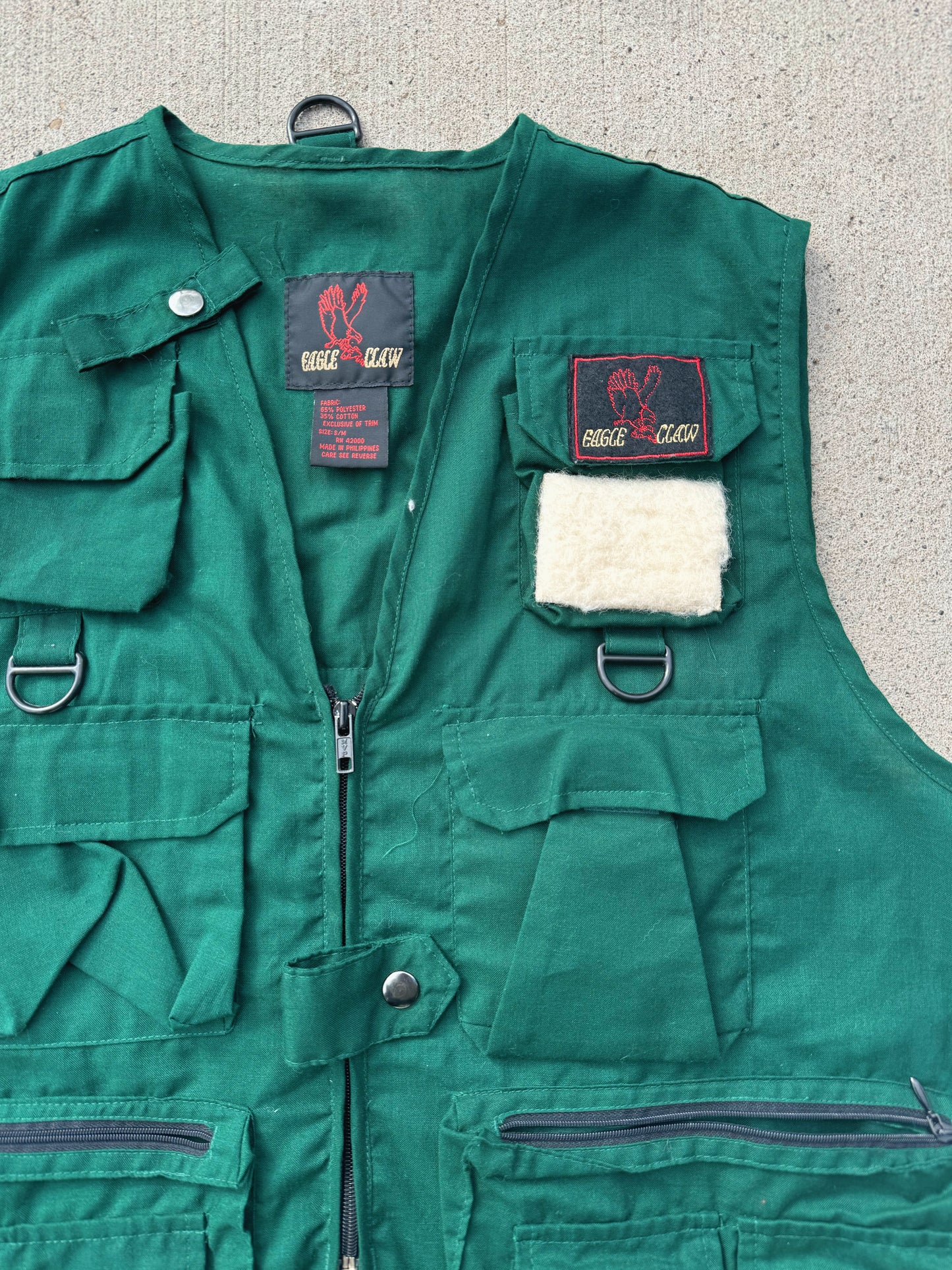 Vintage Eagle Claw Green Fishing Utility Vest | S/M