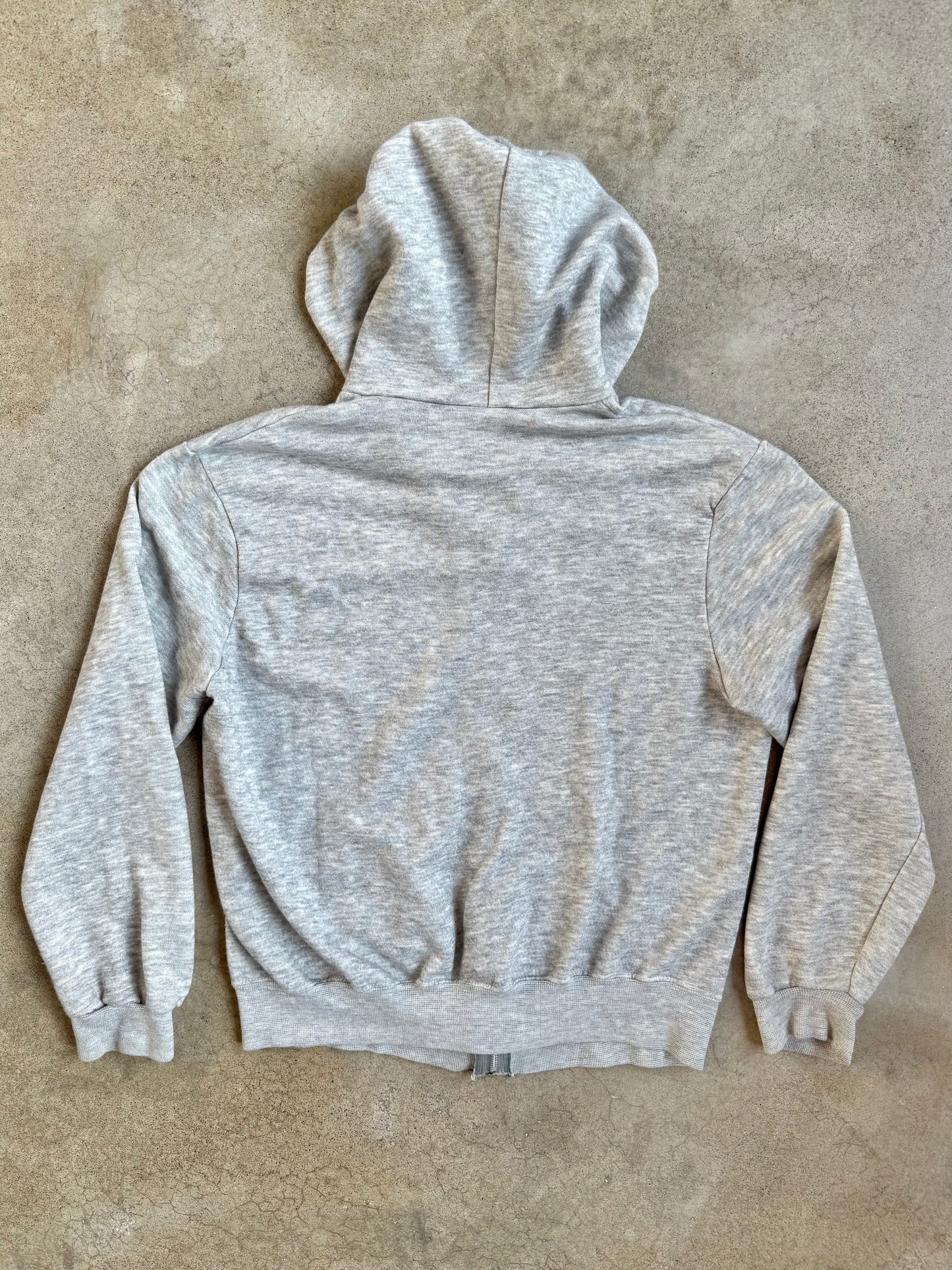 Vintage 1970s Challenger Heather Grey Zip-Up Hoodie | Large