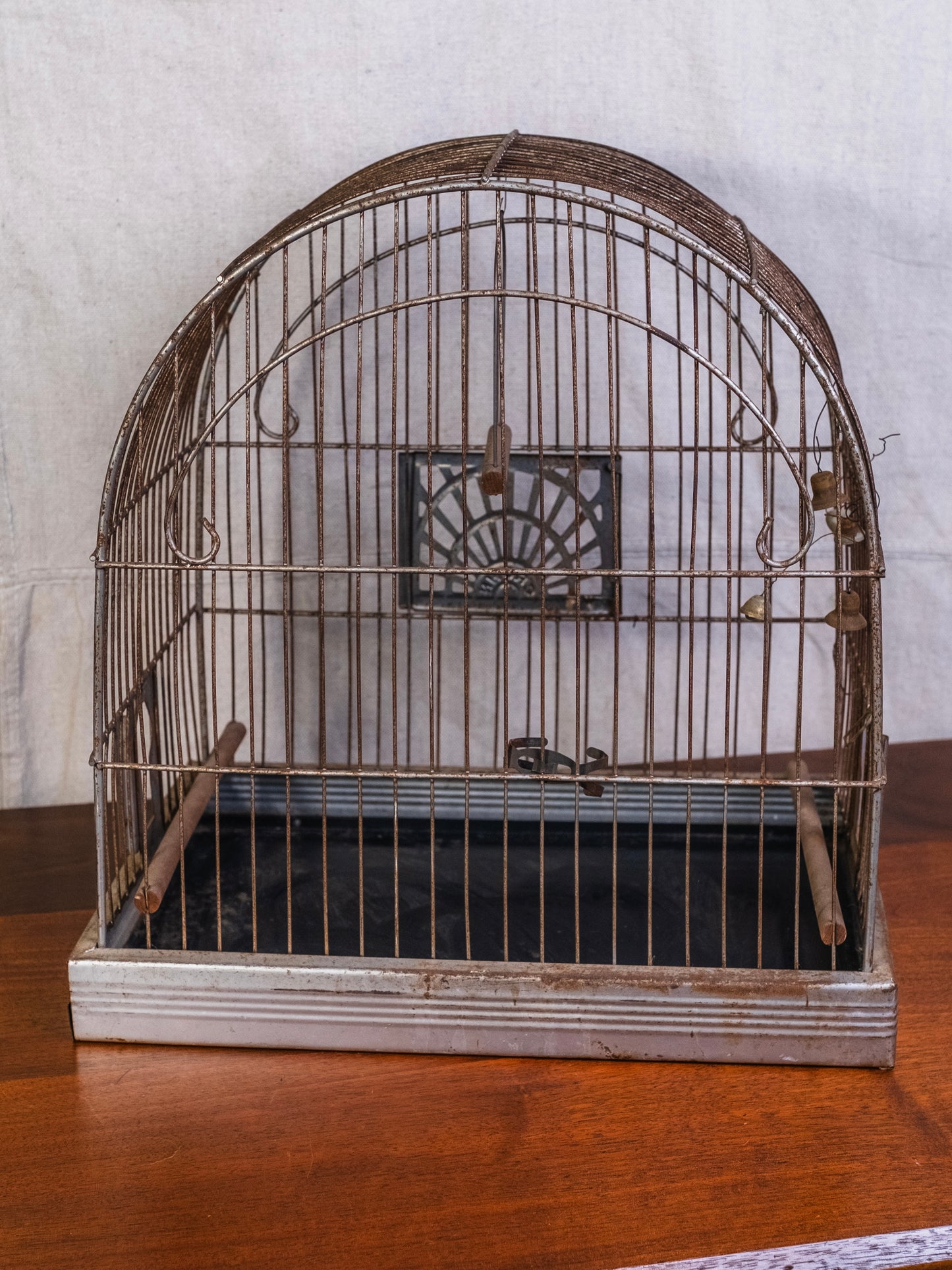 Vintage 1940s Crown Metal Dome-Style Birdcage