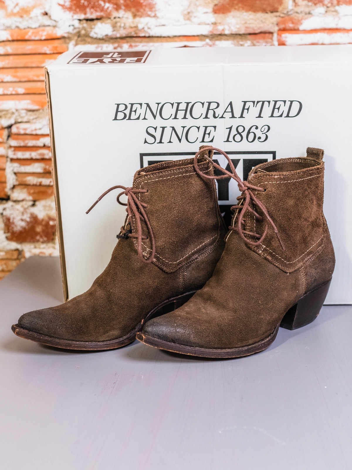 Frye Sacha Chukka Brown Suede Heeled Ankle Boots | Women’s 7
