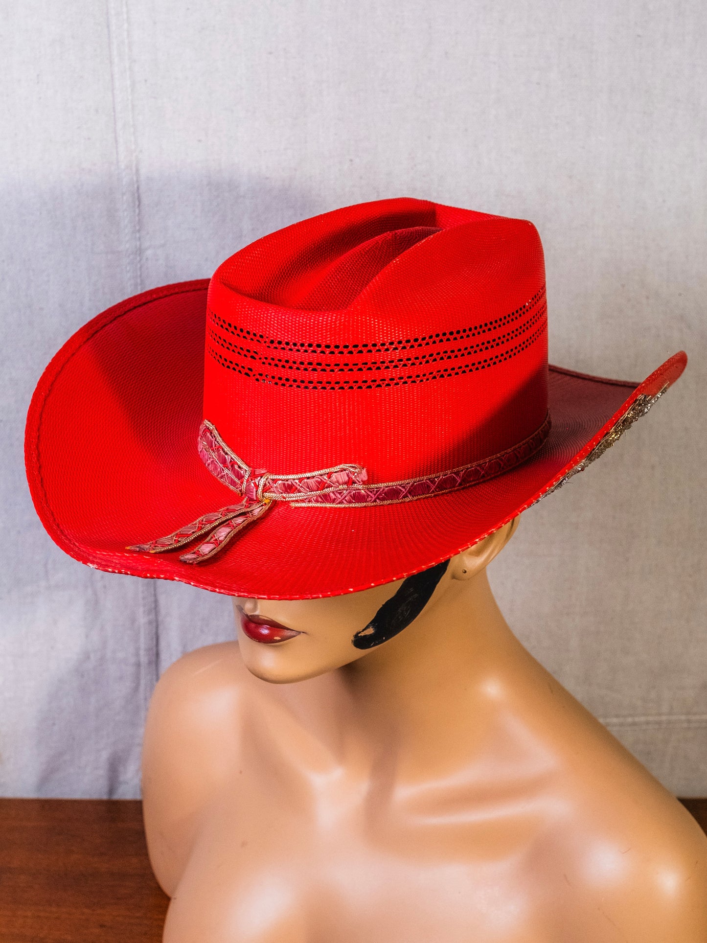 Vintage 1950s Robert E. Downing U-Rollit Red Barrel Racer Cowgirl Hat