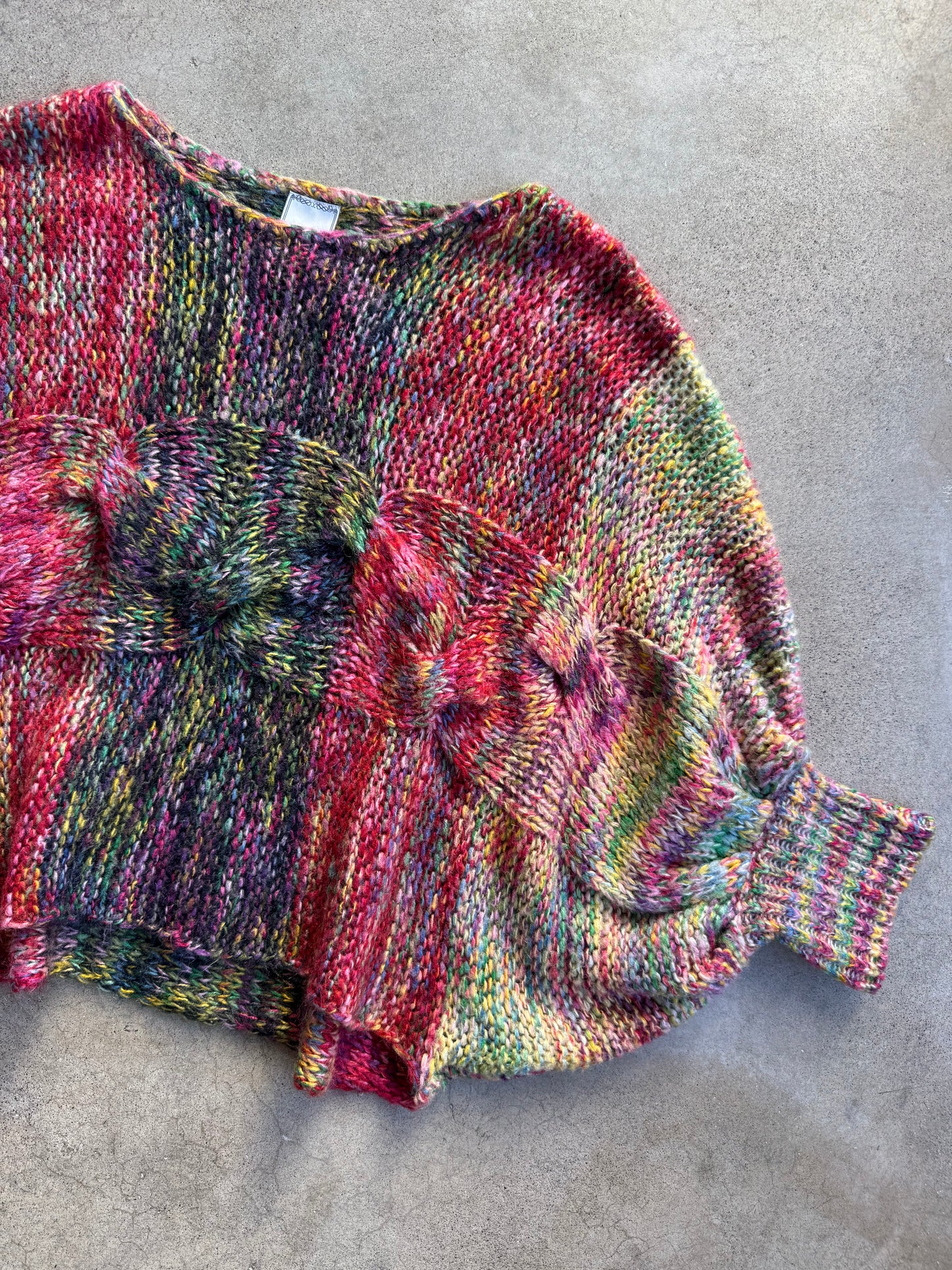 Puff & Bear Rainbow Speckled Knit Cropped Batwing Sweater | Small