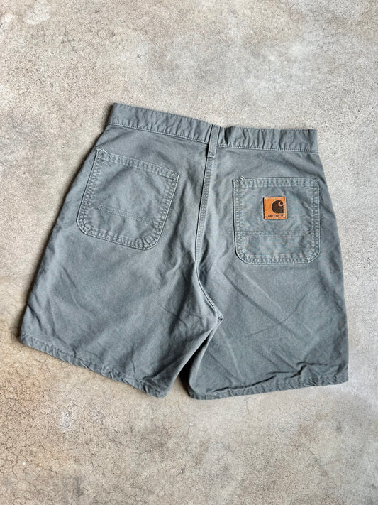 Vintage 1990s Carhartt Grey Canvas Utility Work Shorts | Waist 30”