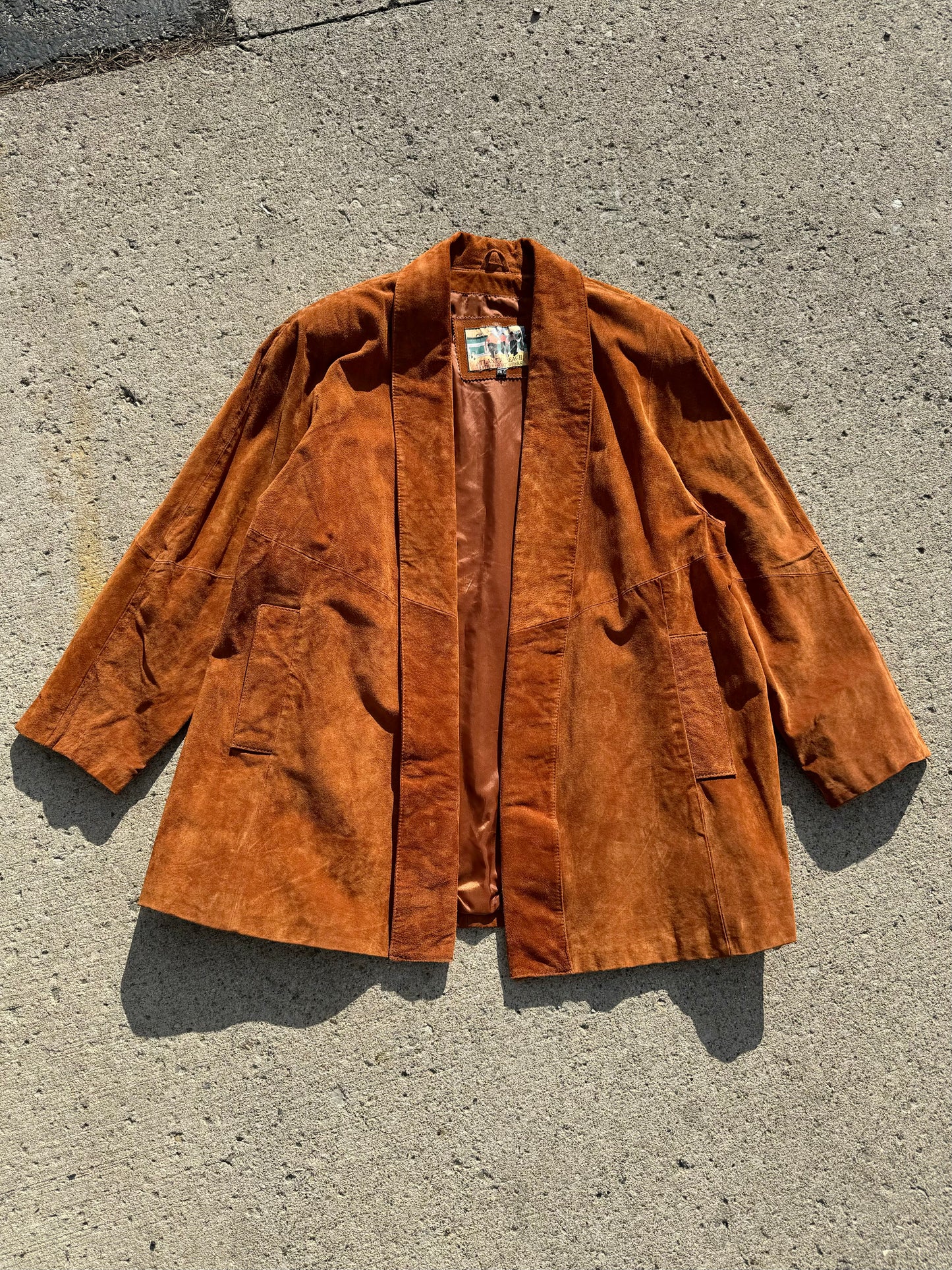 Vintage 1980s Atlantic Beach Leather Burnt Orange Suede Jacket | XXL