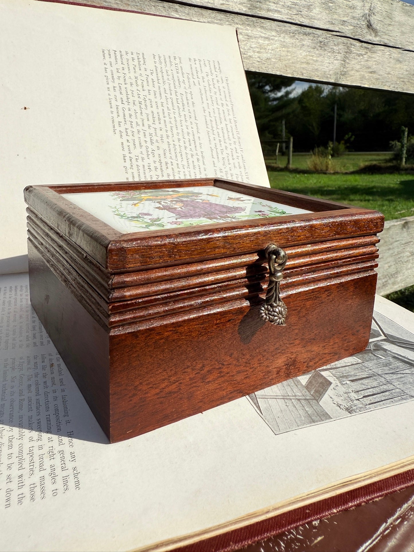 Vintage 1970s Holly Hobbie "Bonnie" Tile Top Wooden Jewelry Box