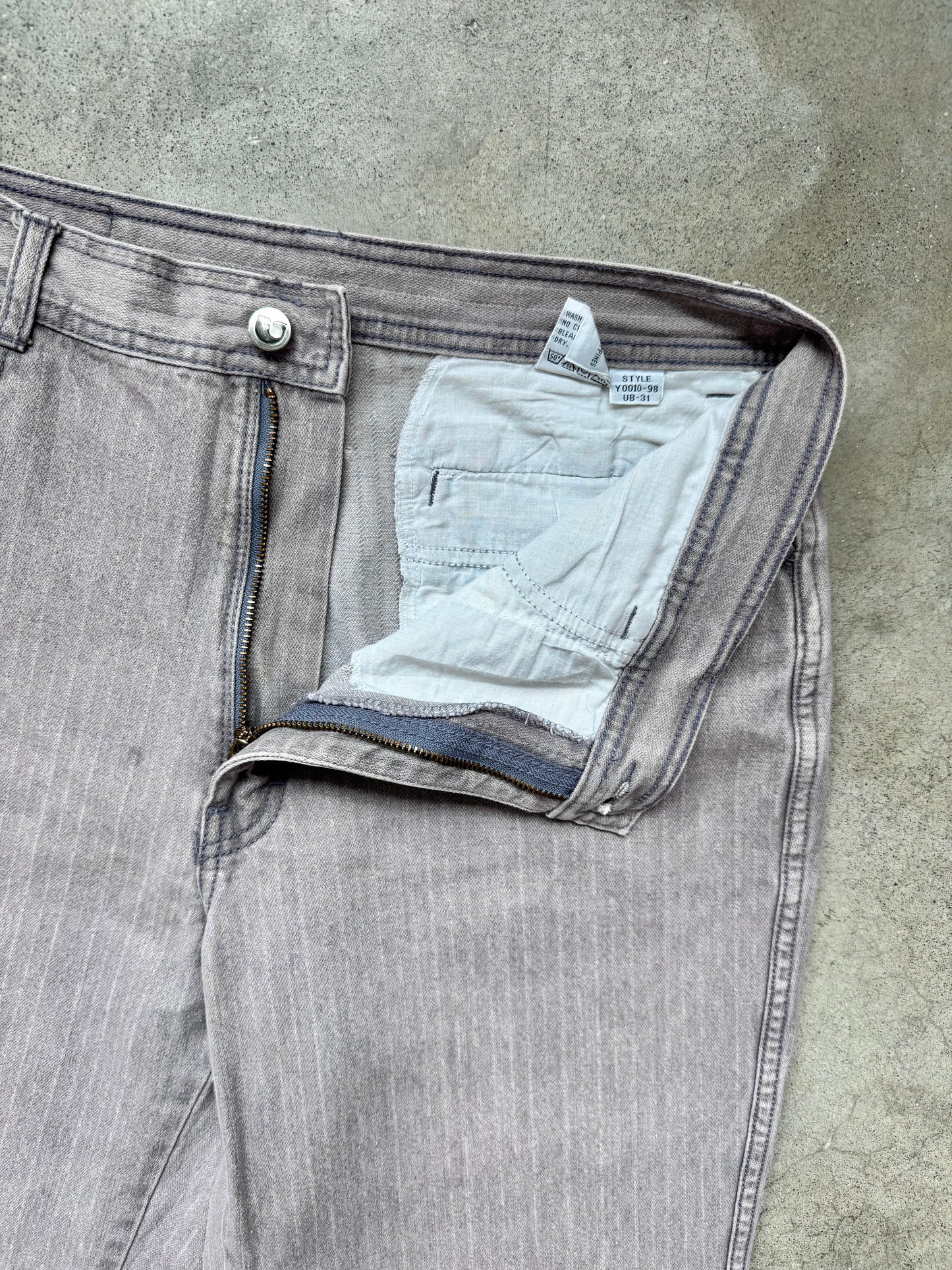 Vintage Unionbay Faded Grey Stripe Straight Leg Jeans | Waist 34”