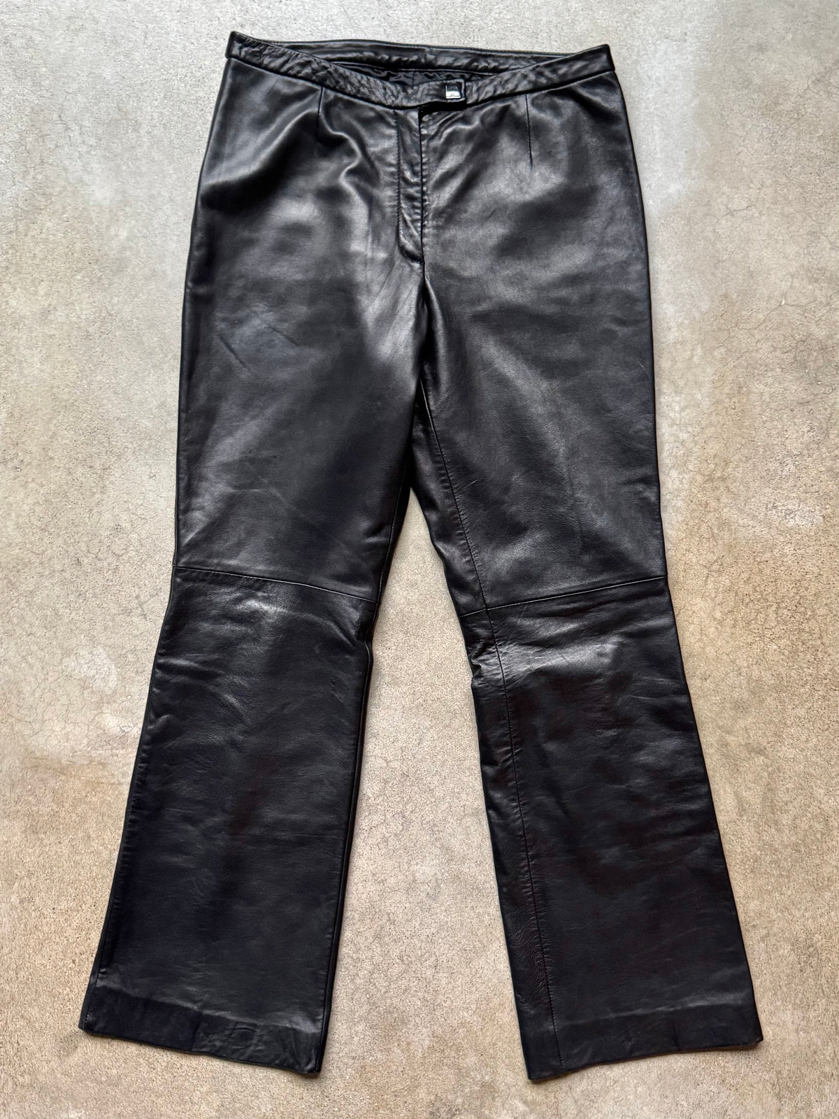 Vintage 1990s/Y2K Siena Studio Black Leather Flare Pants | Waist 30”