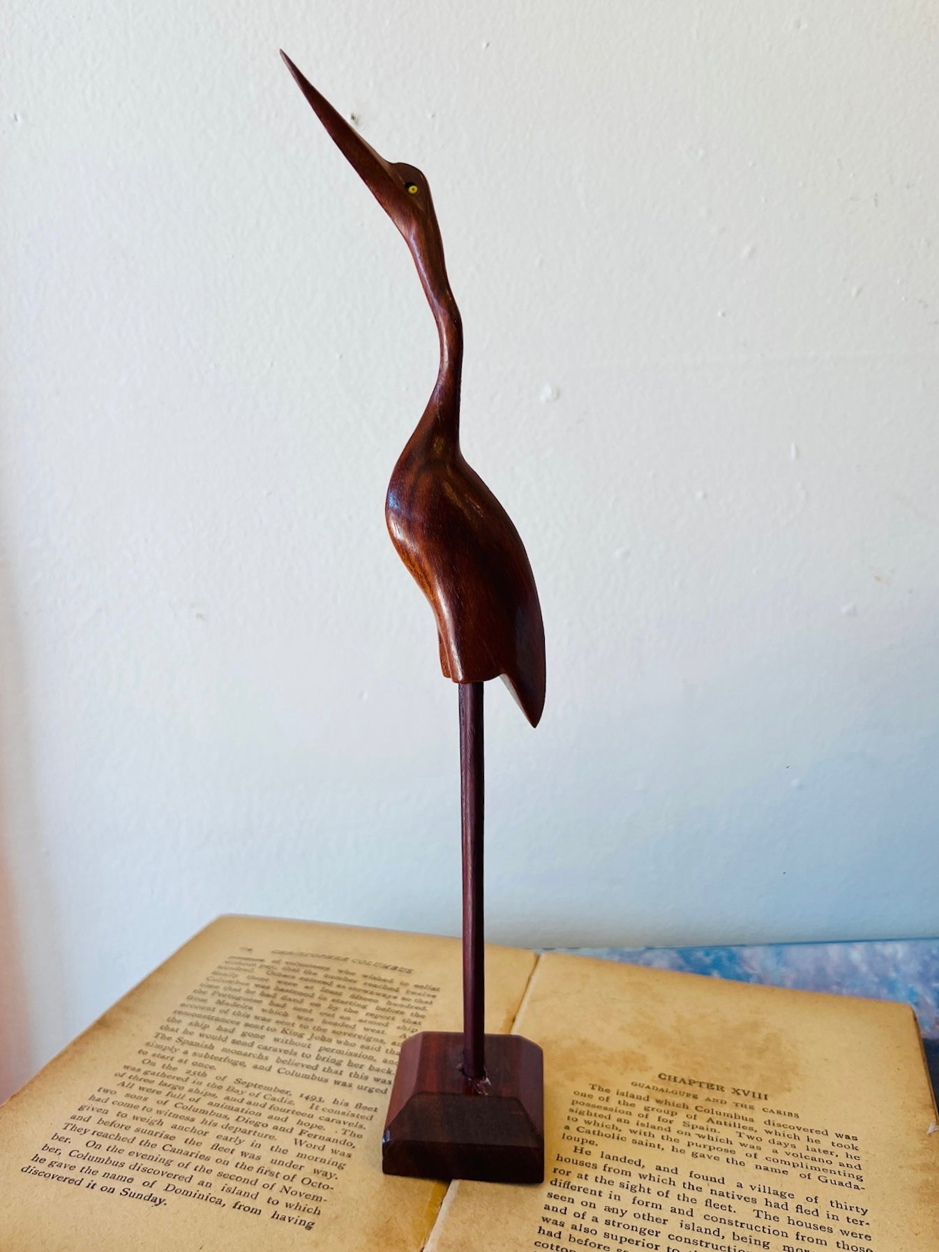 Vintage Wooden Heron Statue