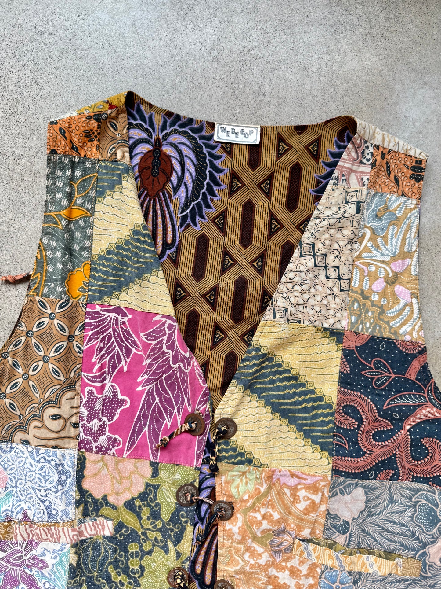 Vintage Webebop Cotton Patchwork Vest | Large