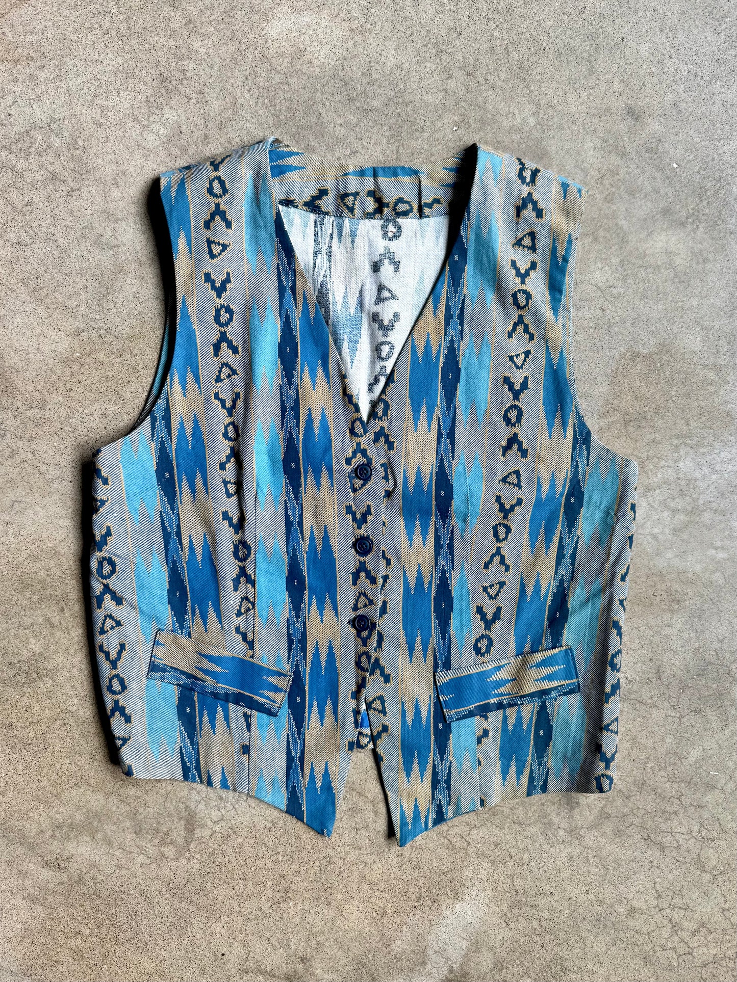 Vintage Handmade Blue Southwestern Vest | S/M