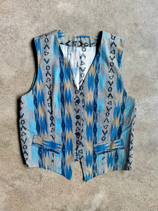 Vintage Handmade Blue Southwestern Vest | S/M