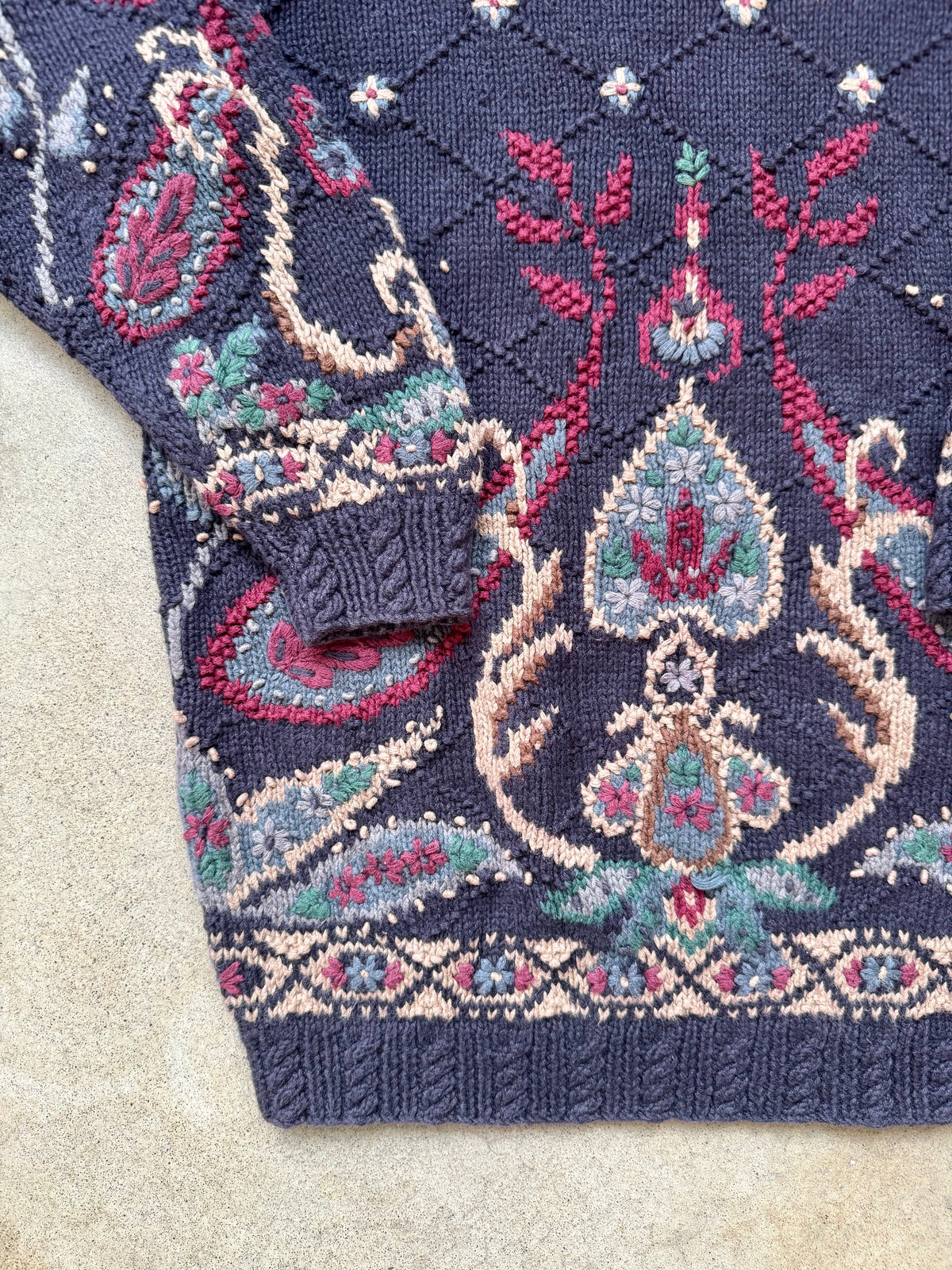 Vintage Bushwacker Floral Paisley Pattern Mock Neck Sweater | Small