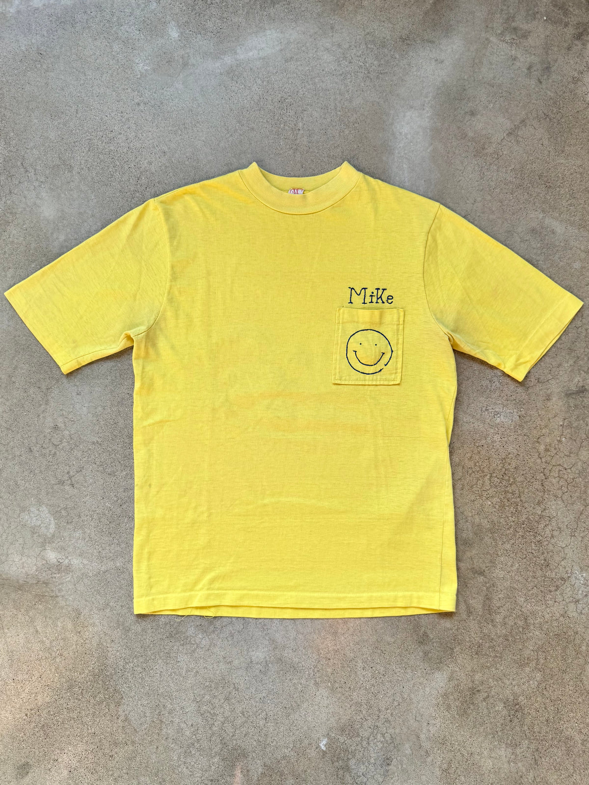 Vintage 1960s Turtle King Yellow “Coach Mike” Embroidered Tee | Large