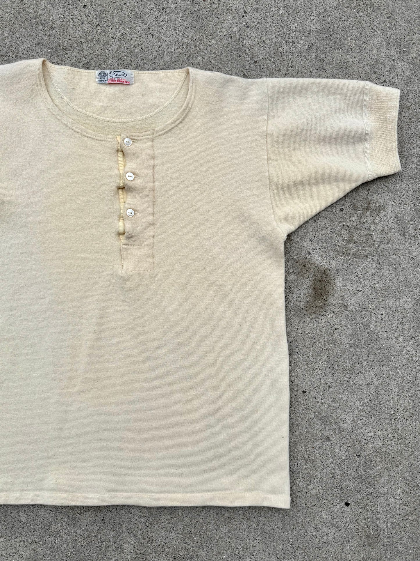 Vintage 1960s/70s Palco Cream Wool Henley Tee | M/L