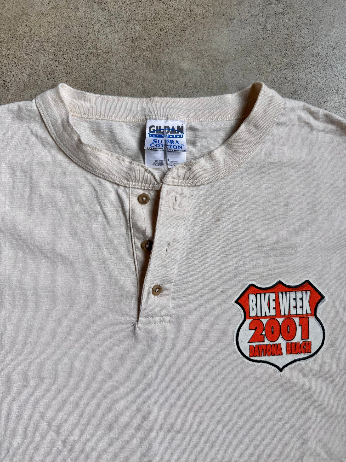 2001 Daytona Beach Bike Week Henley Graphic Tee | Medium