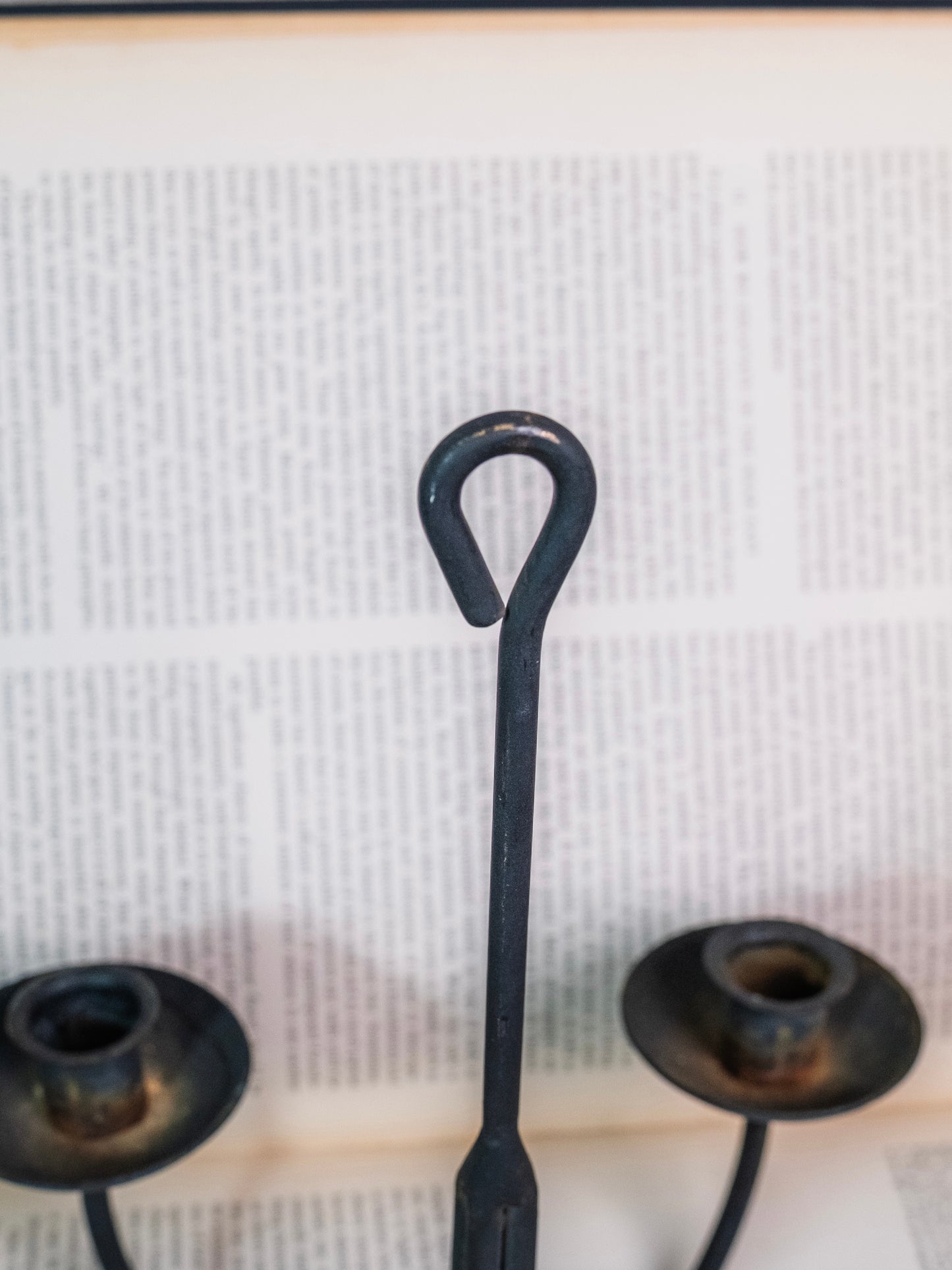 Vintage 1950s Wrought Iron Four-Prong Candlestick Holder