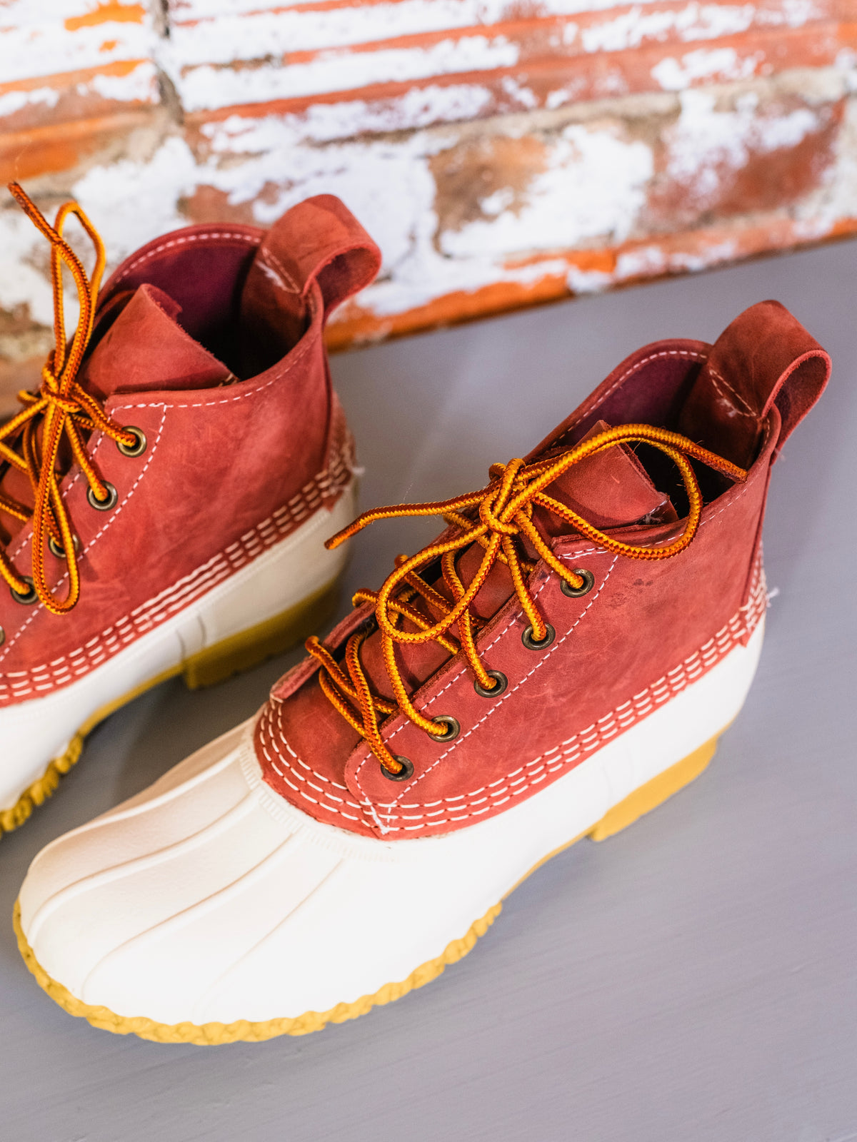 L.L. Bean Limited Edition Red Suede & White Rubber Bean Boots | Women’s 8