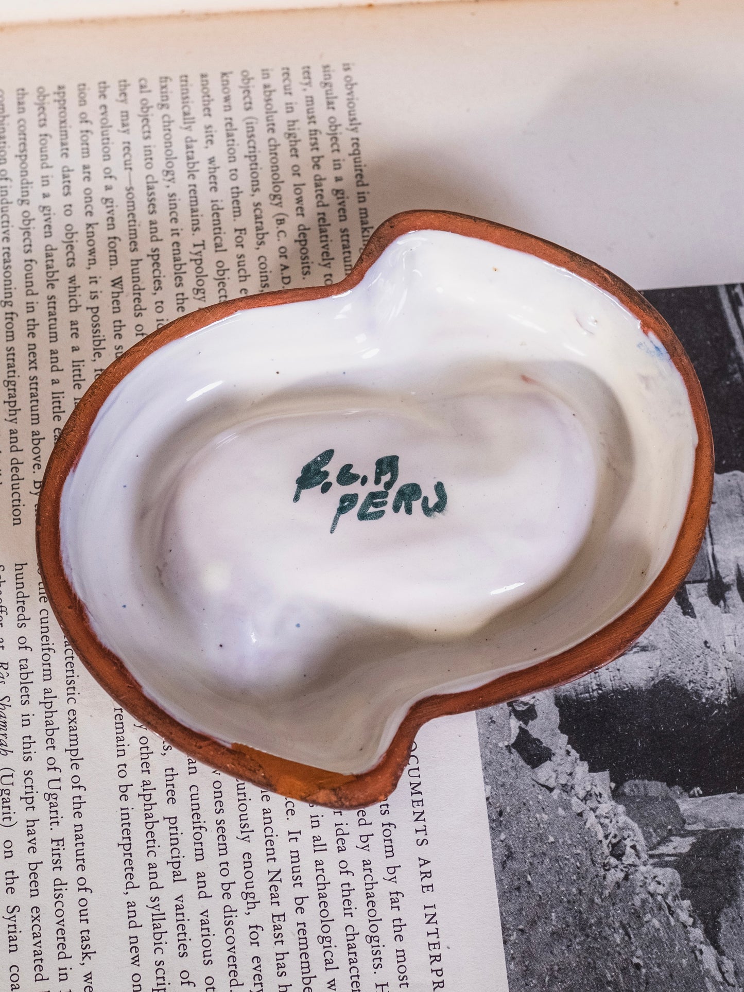 Vintage 1950s Peruvian Ceramic Hand-Painted Alpaca Ashtray