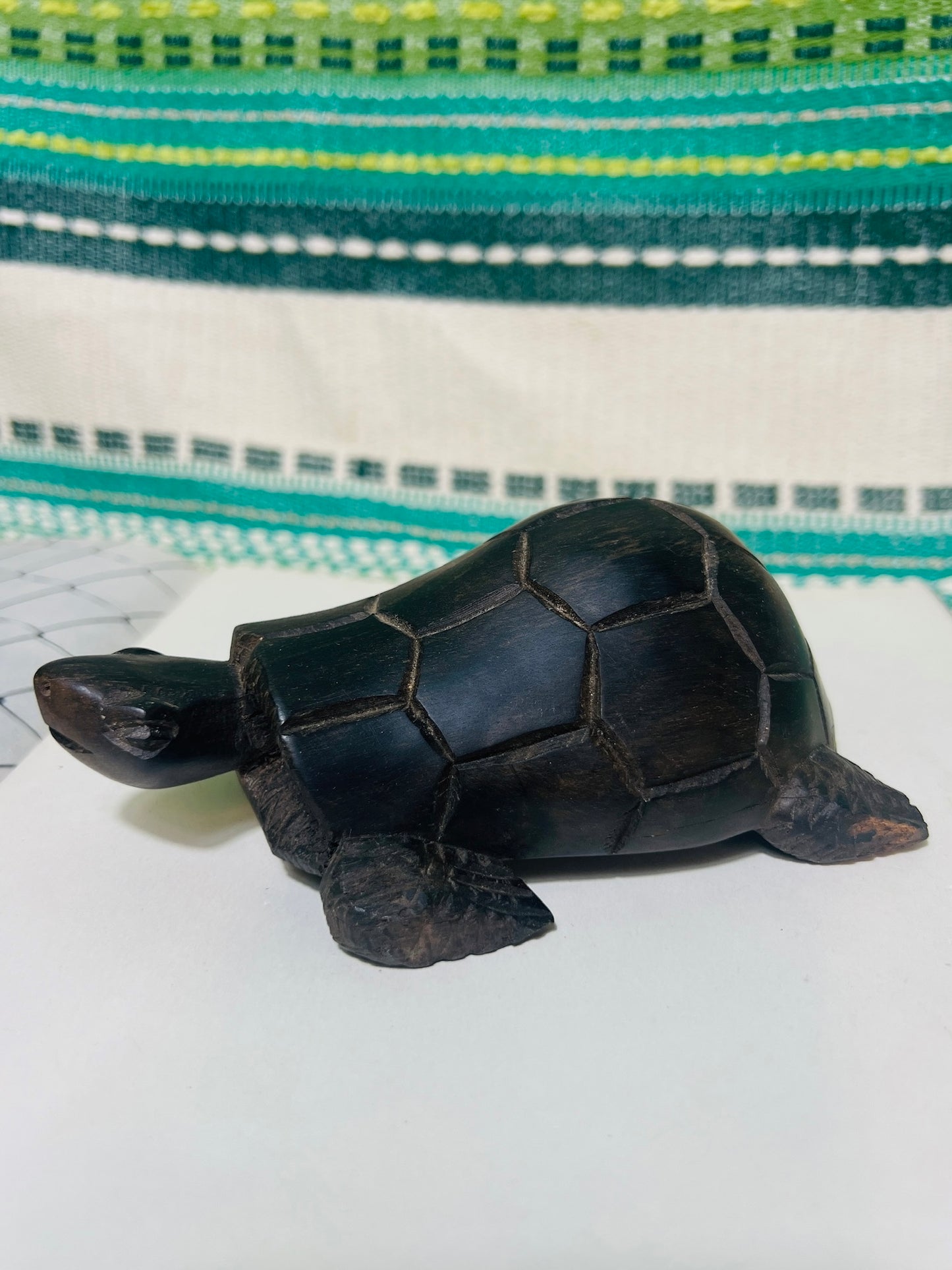 Vintage Solid Wood Hand Carved Turtle