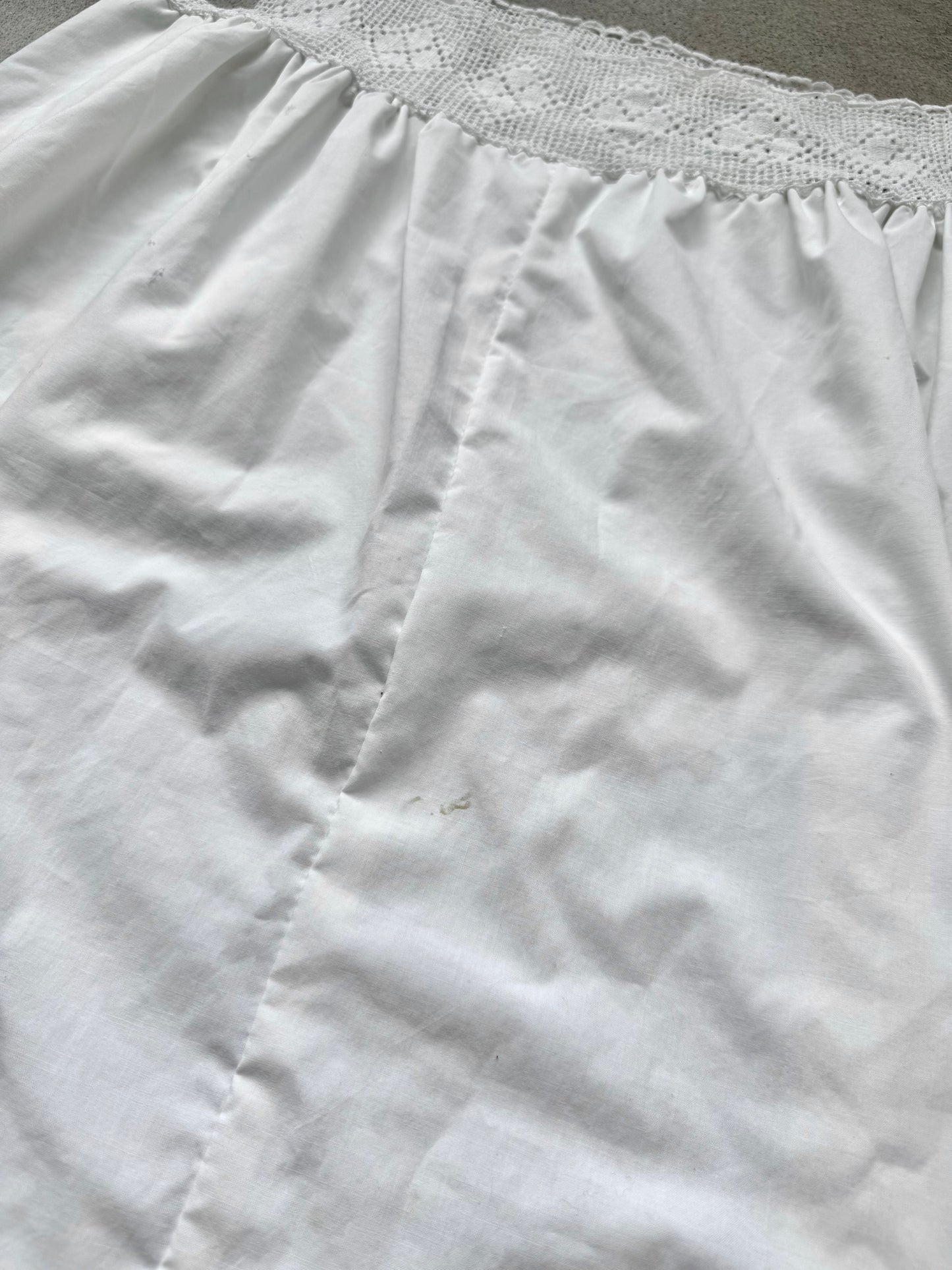 Antique Edwardian Crochet Yoke White Cotton Nightgown | Large