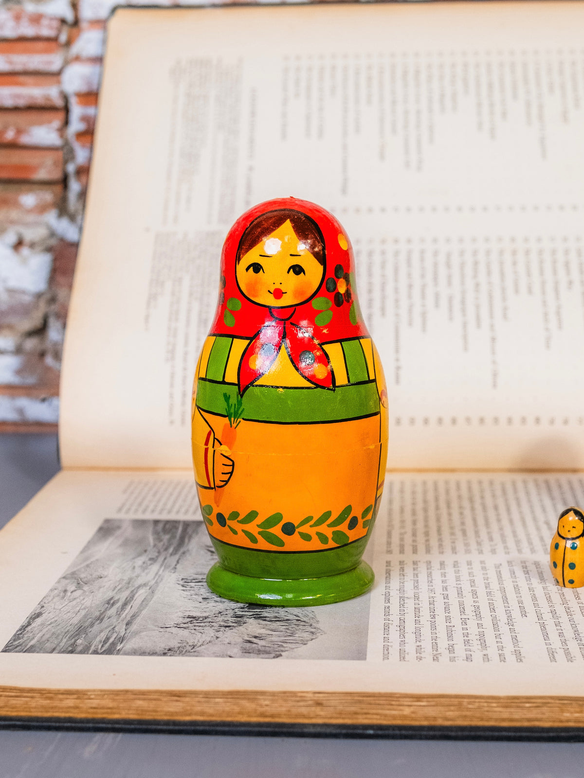 Vintage Hand-Painted Wooden Russian Matryoshka Nesting Doll