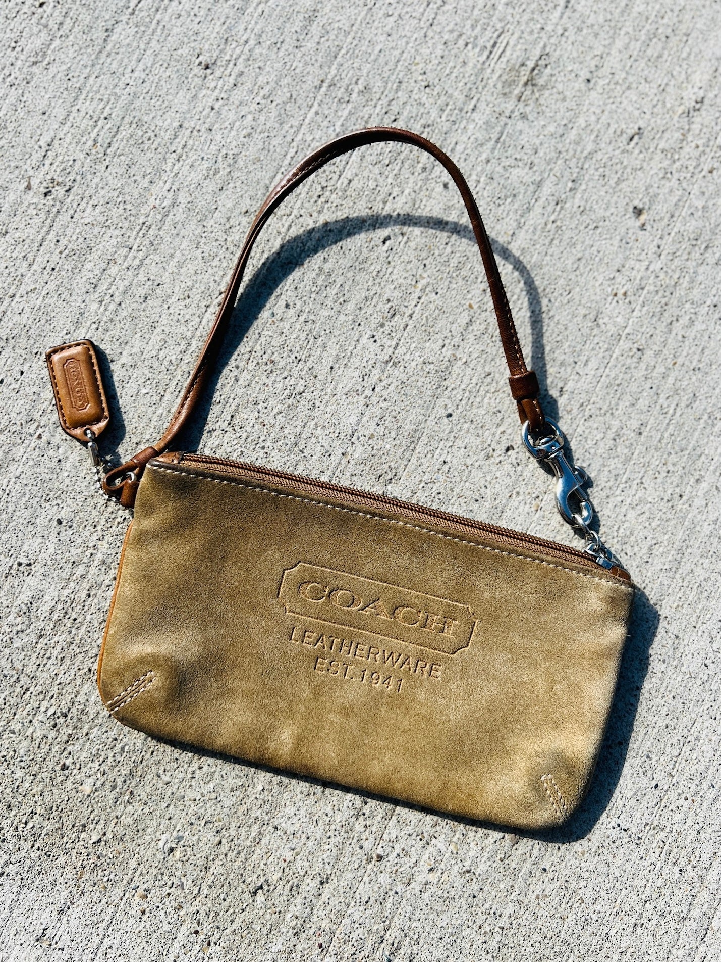 Vintage Coach Suede Leather Wristlet