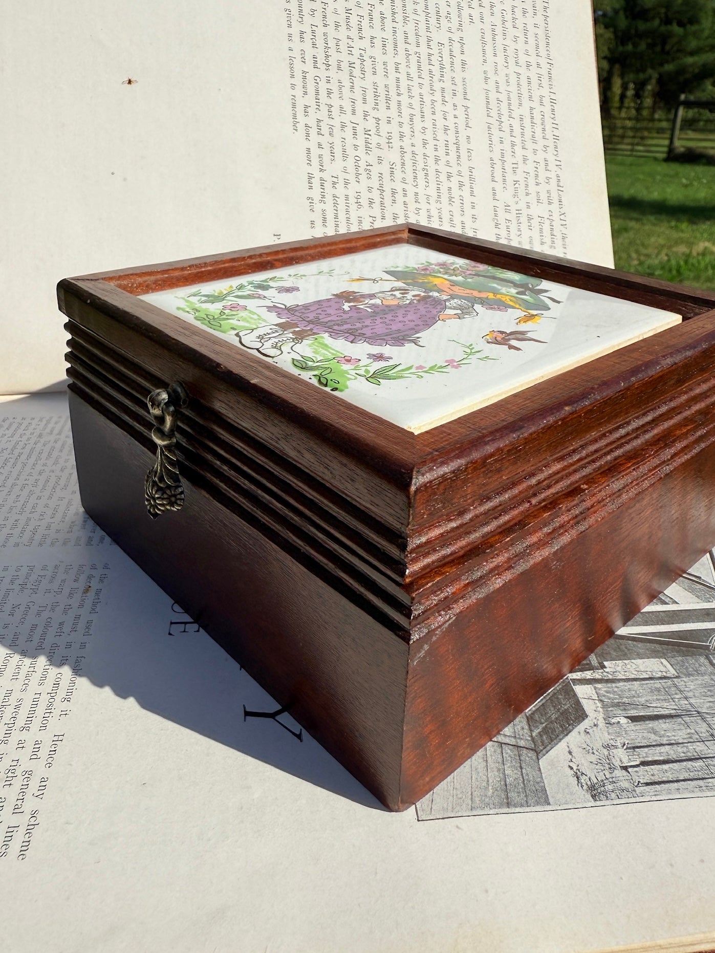 Vintage 1970s Holly Hobbie "Bonnie" Tile Top Wooden Jewelry Box