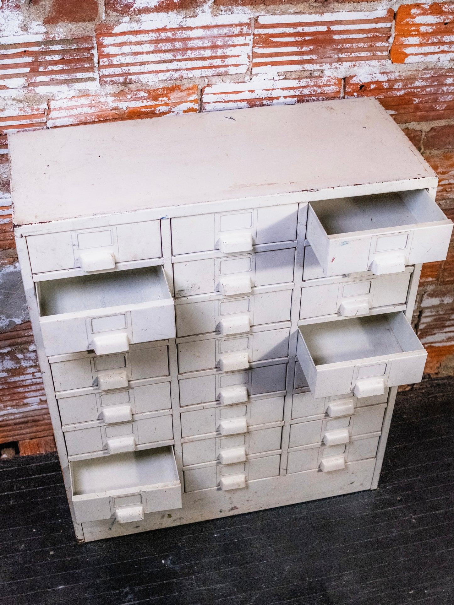 Vintage White Metal Catalog Drawer