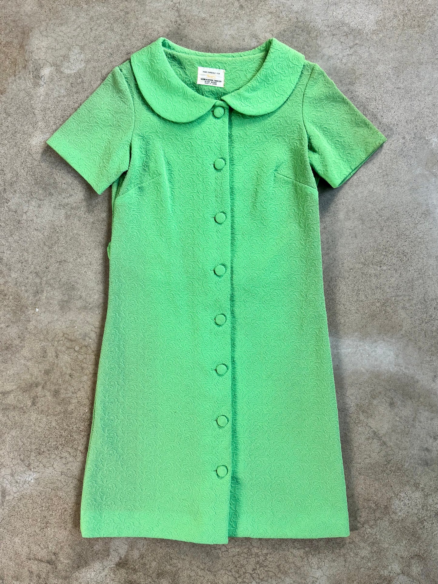 Vintage 1960s Sears Lime Green Short Sleeve Duster / House Jacket | Small
