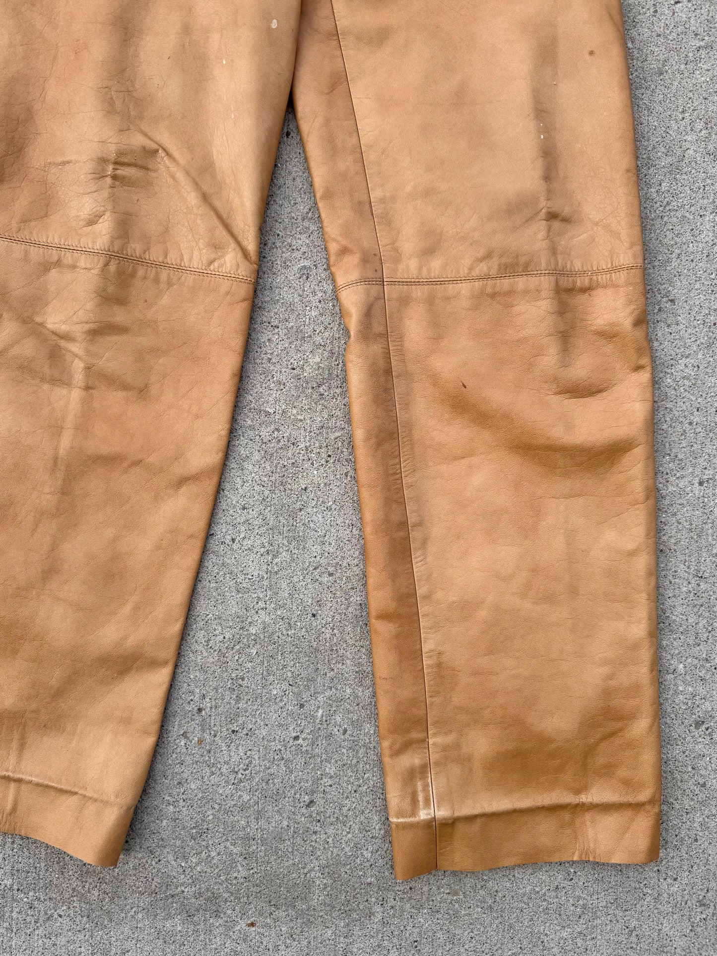Vintage 1970s/80s Kasper J.L. Sport Tan Leather Pants | Waist 27”