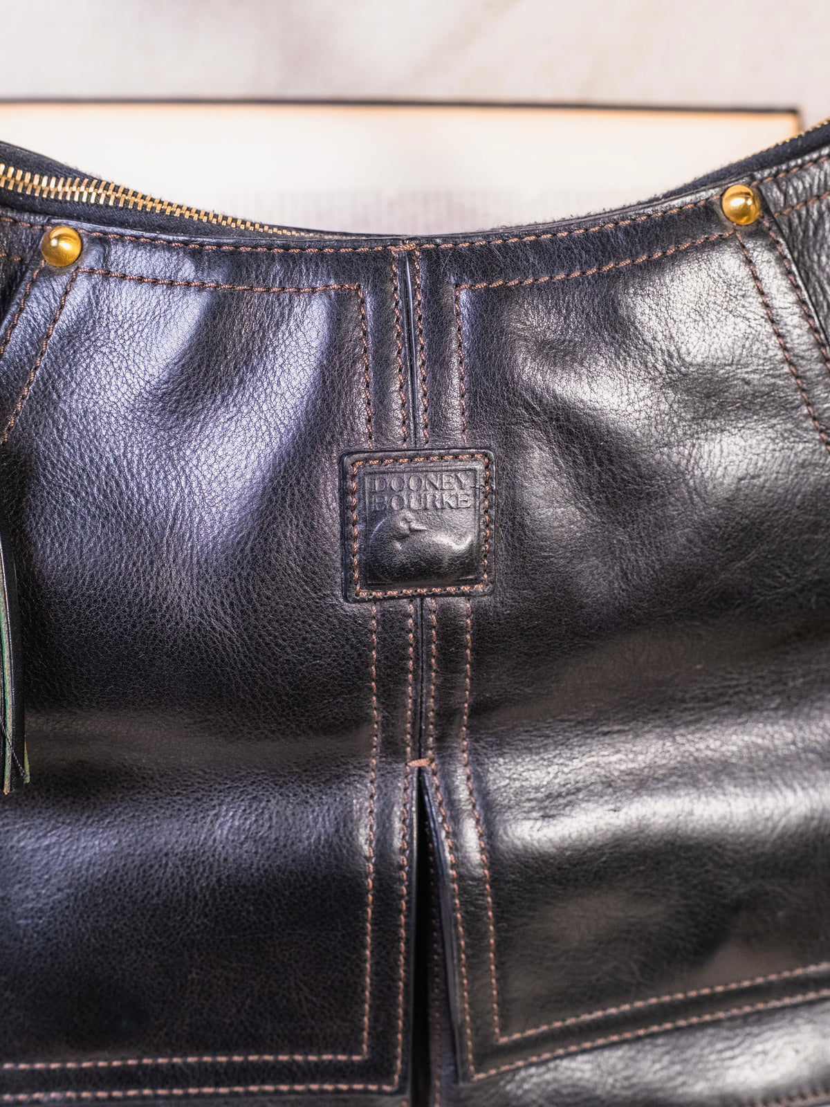 Dooney & Bourke Florentine Leather Kingston Hobo Bag | Black